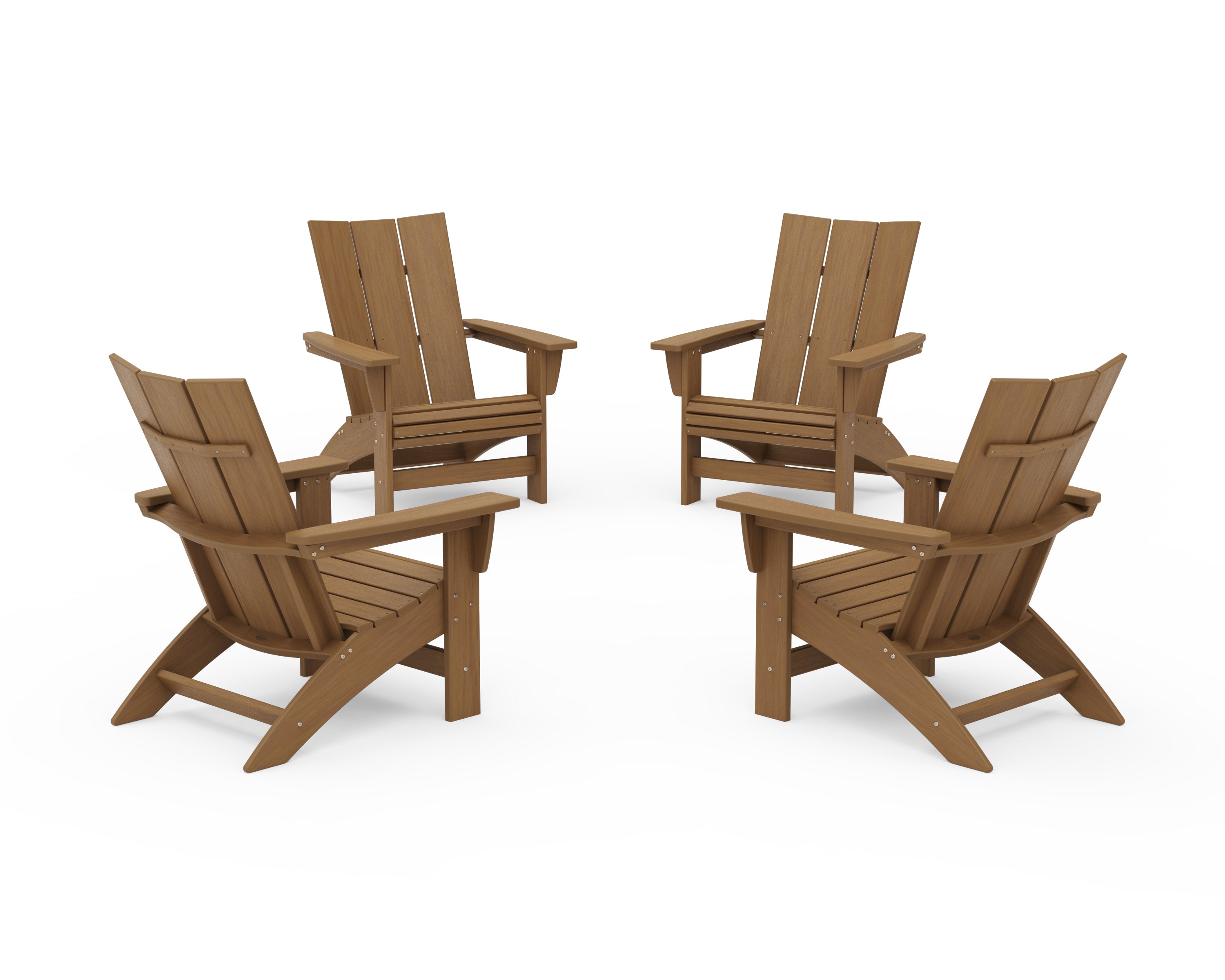 POLYWOOD 4-Piece Modern Grand Adirondack Chair Conversation Set in Natural