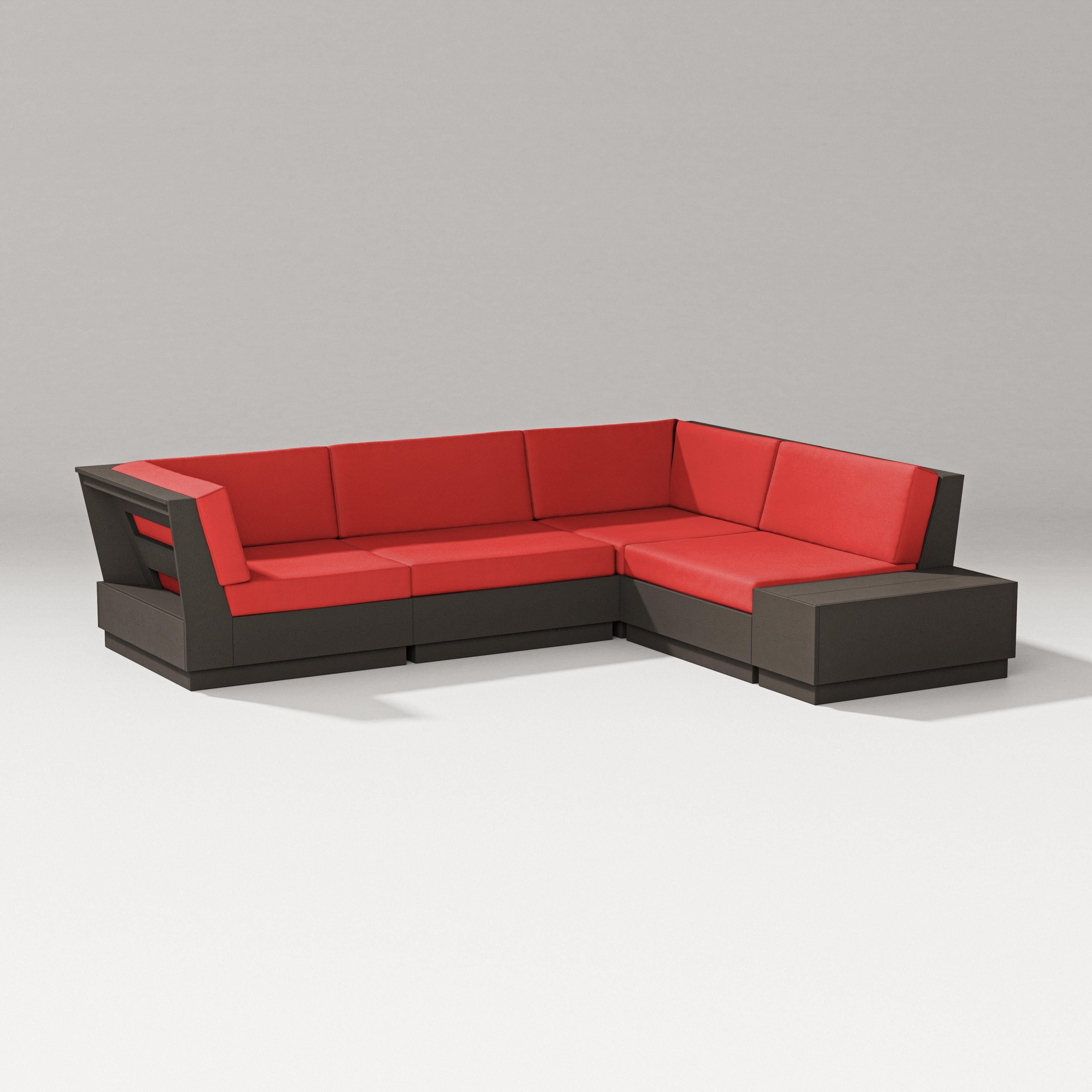 PW Designer Series Elevate Corner Sectional in Vintage Coffee / Crimson Linen