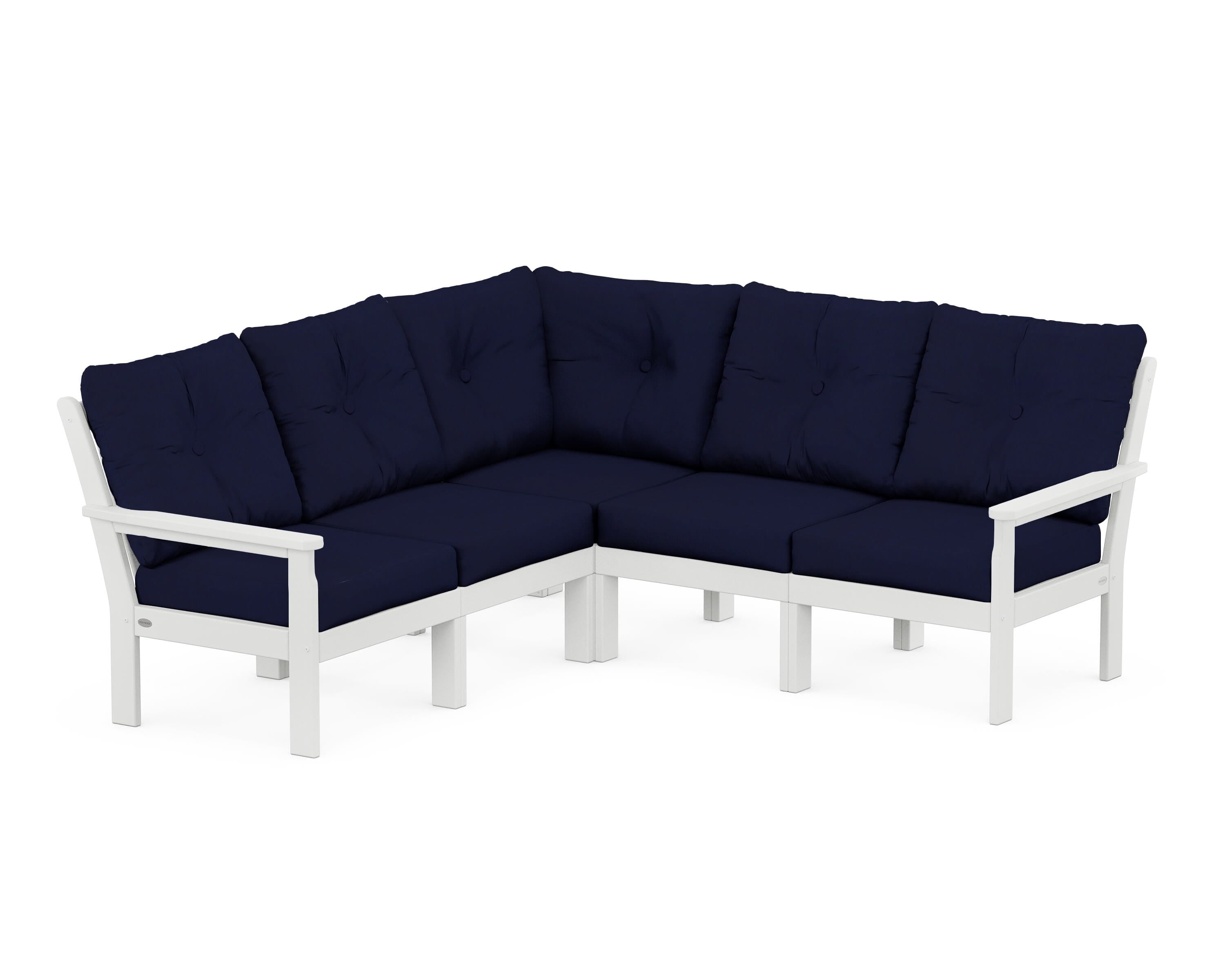 POLYWOOD Vineyard 5-Piece Sectional in White / Navy