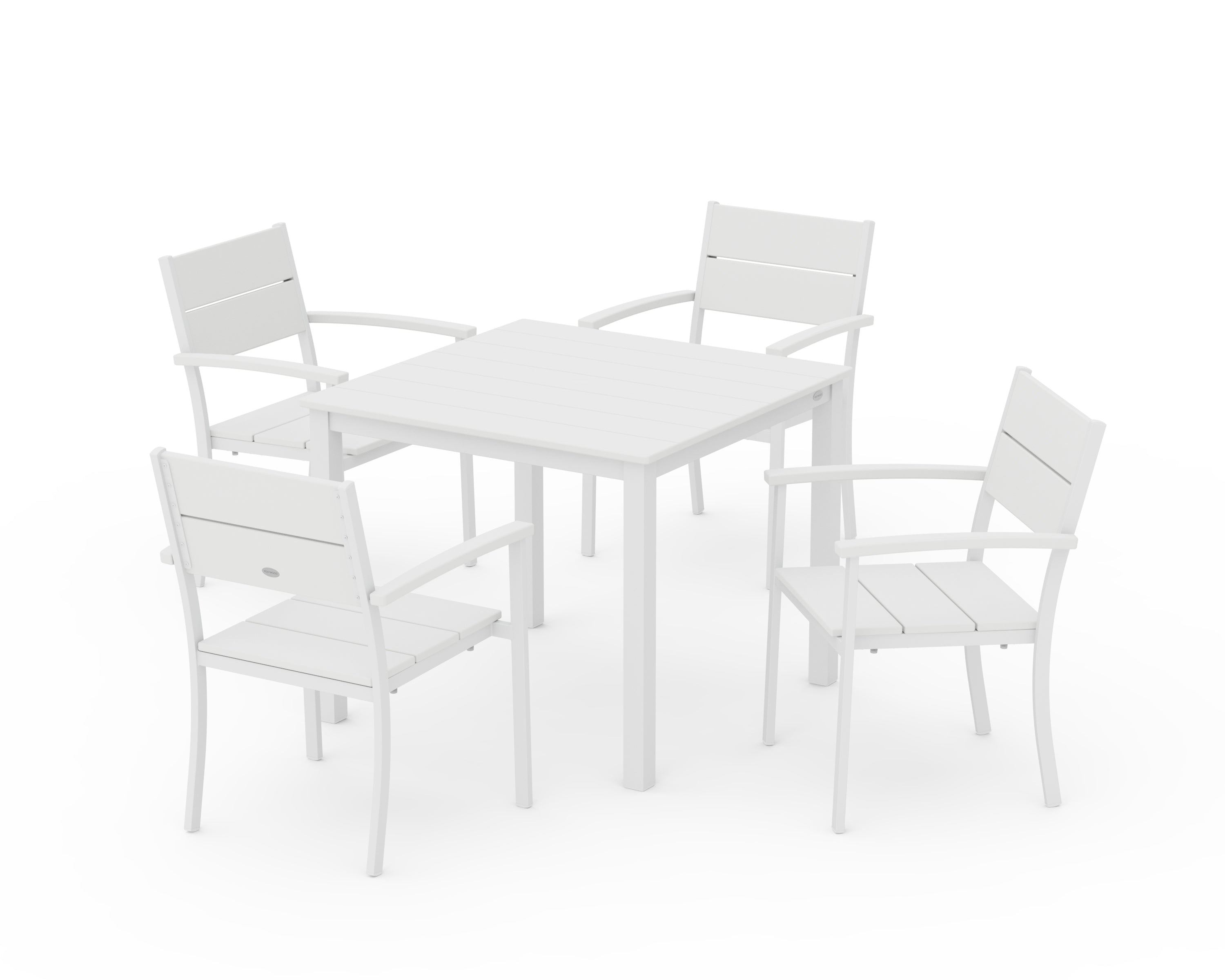 POLYWOOD Main Street 5-Piece Dining Set in White / White