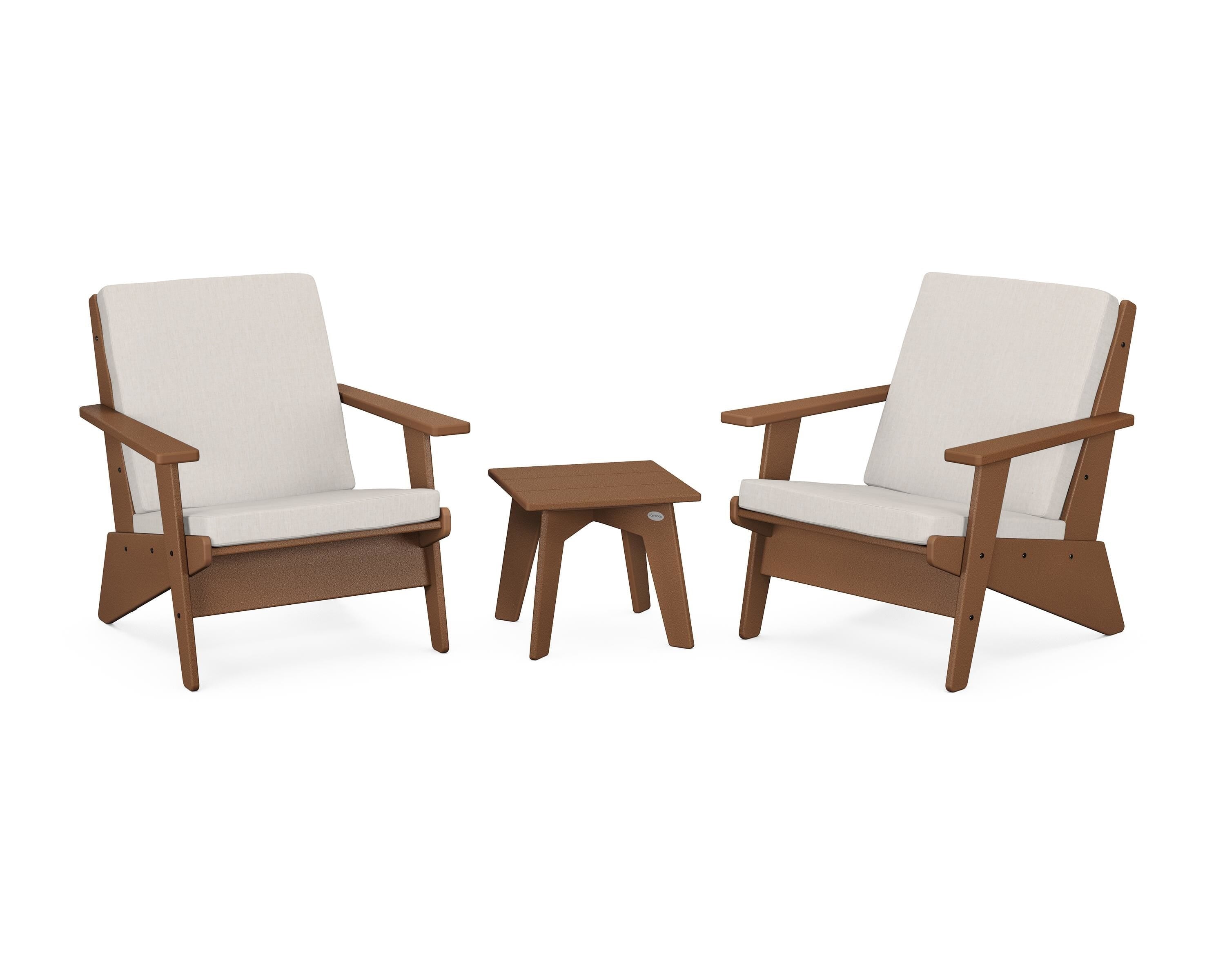 POLYWOOD Riviera Modern Lounge 3-Piece Set in Teak / Cast Ash