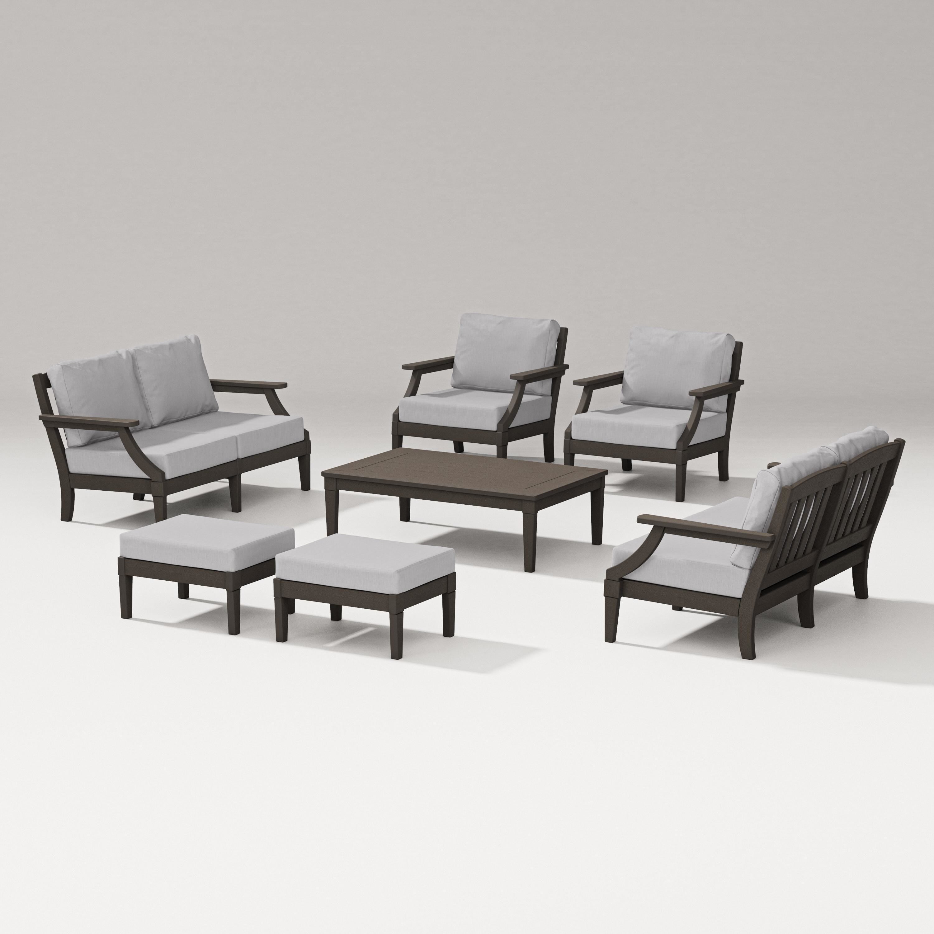PW Designer Series Estate 7-Piece Lounge Loveseat Set in Vintage Coffee / Granite