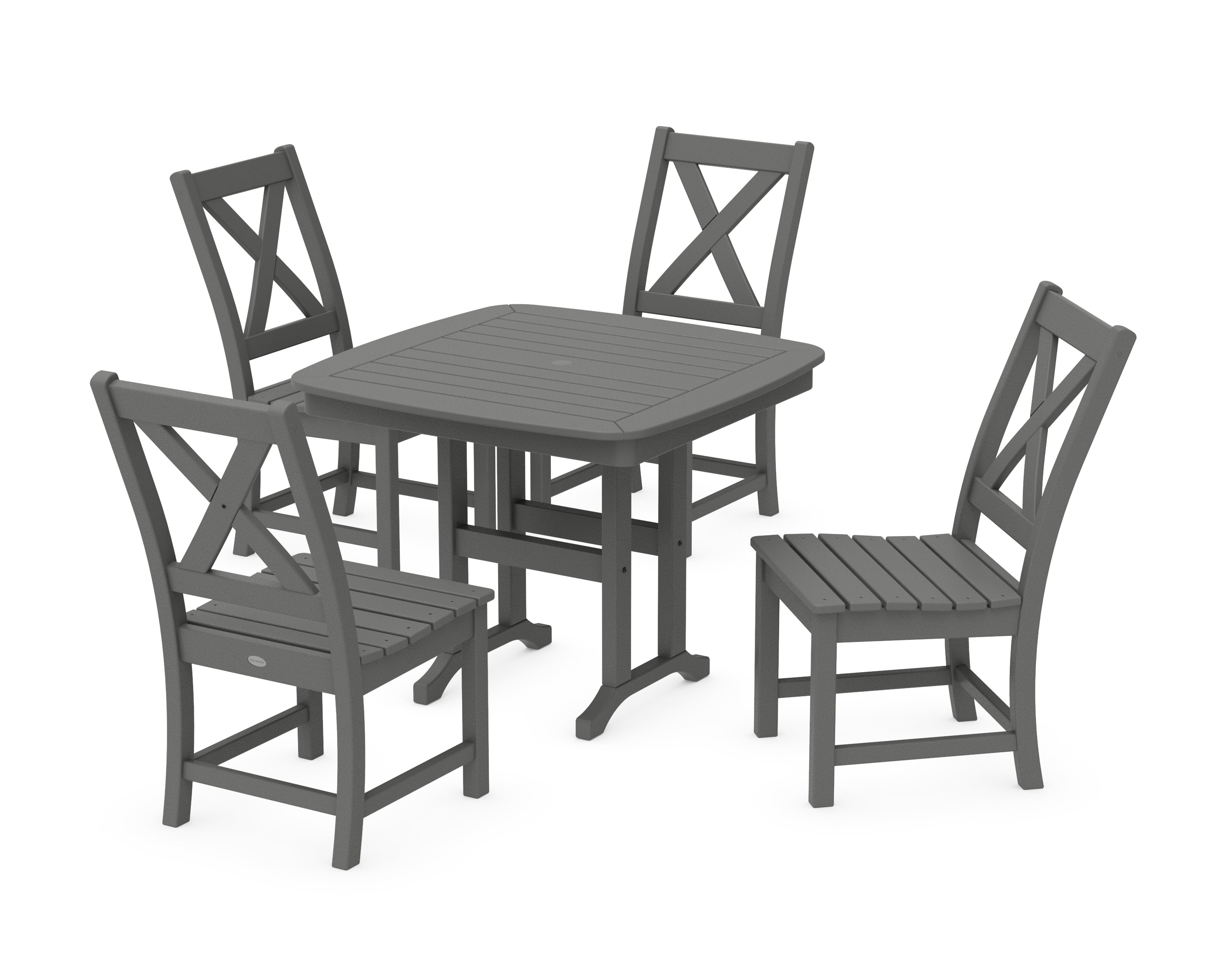 POLYWOOD Braxton Side Chair 5-Piece Dining Set in Slate Grey
