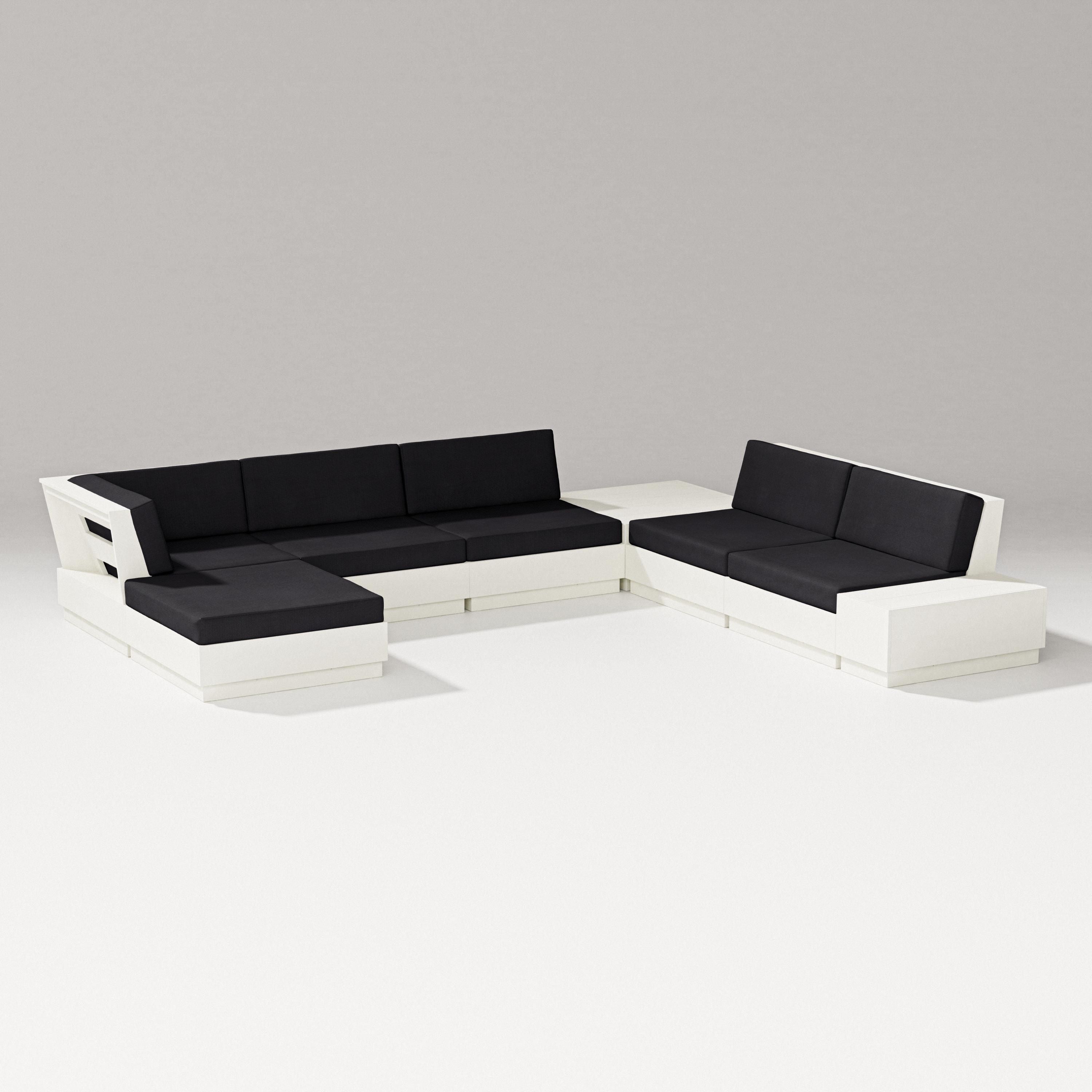 PW Designer Series Elevate 8-Piece Corner Sectional in Vintage White / Midnight Linen