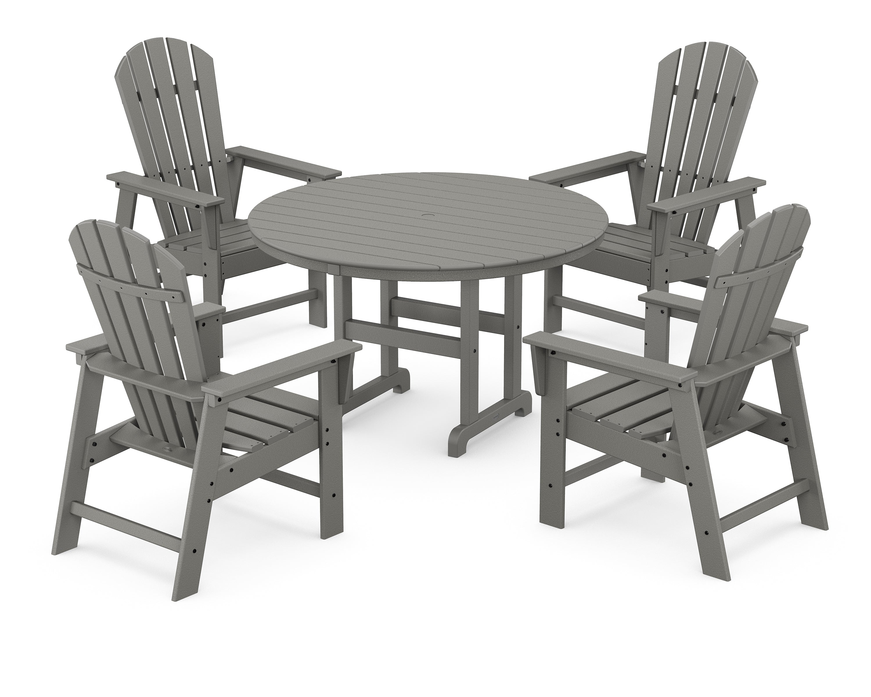 POLYWOOD® South Beach 5-Piece Round Farmhouse Dining Set in Slate Grey