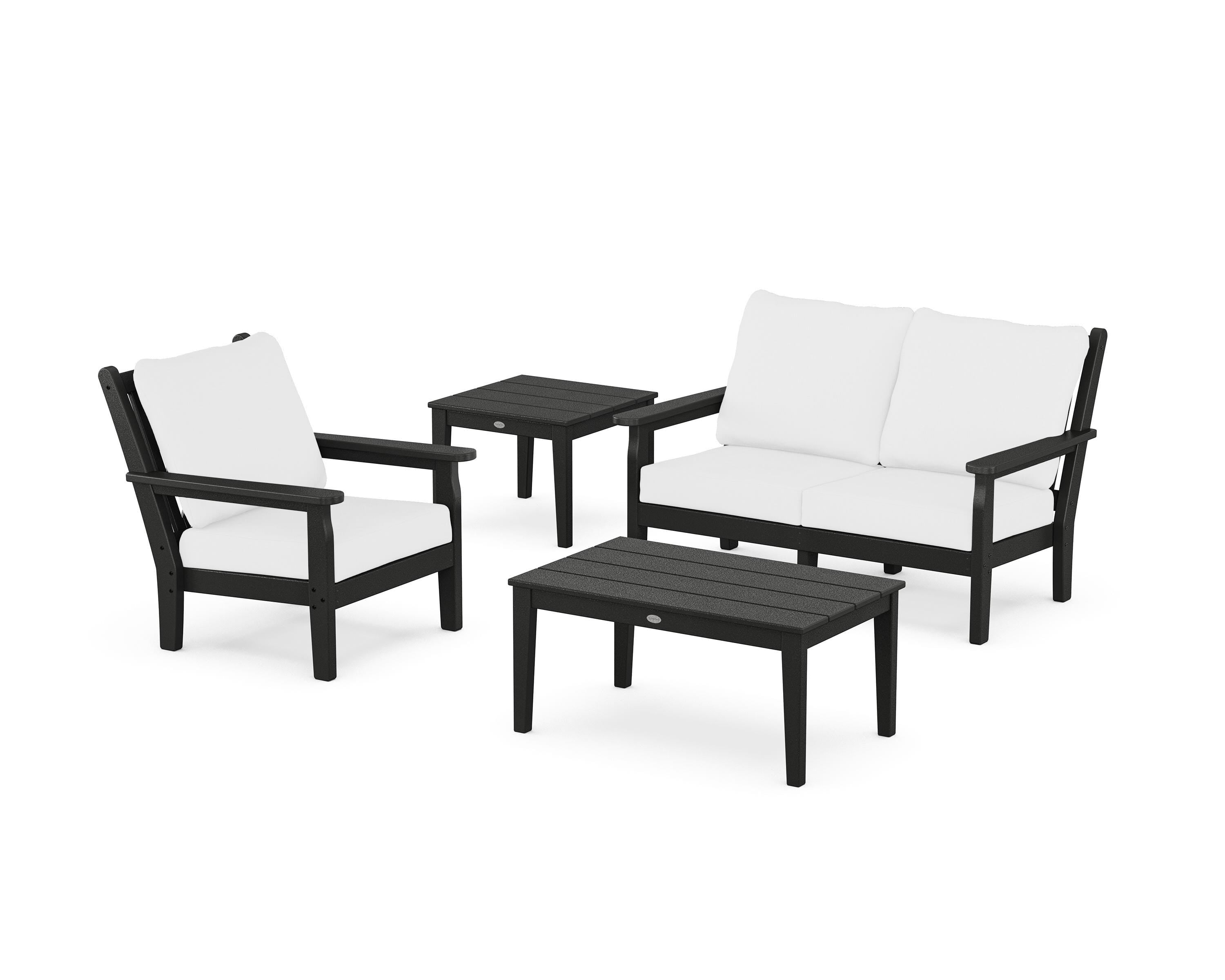 POLYWOOD Chippendale 4-Piece Deep Seating Set in Black / Natural