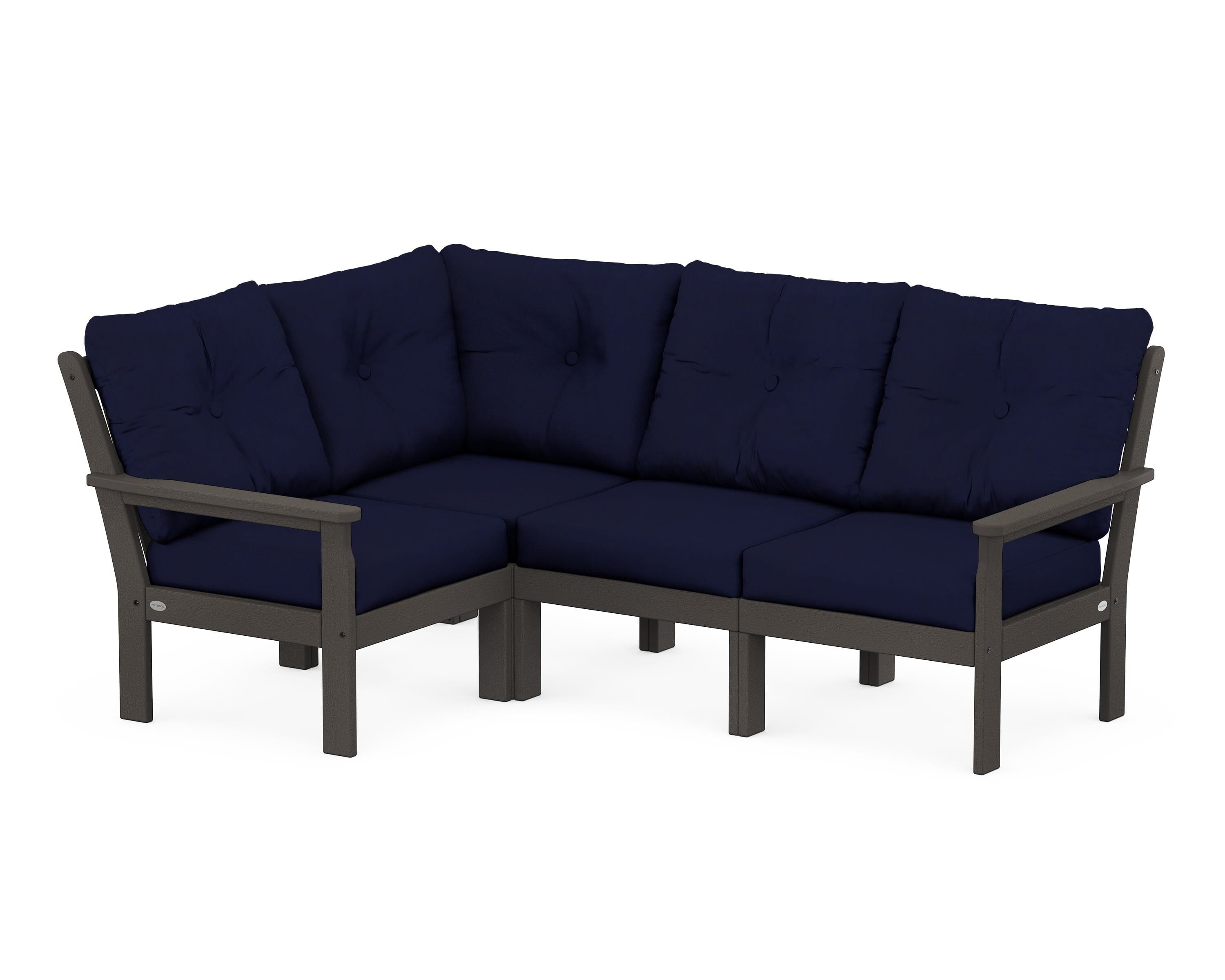 POLYWOOD Vineyard 4-Piece Sectional in Vintage Coffee / Navy