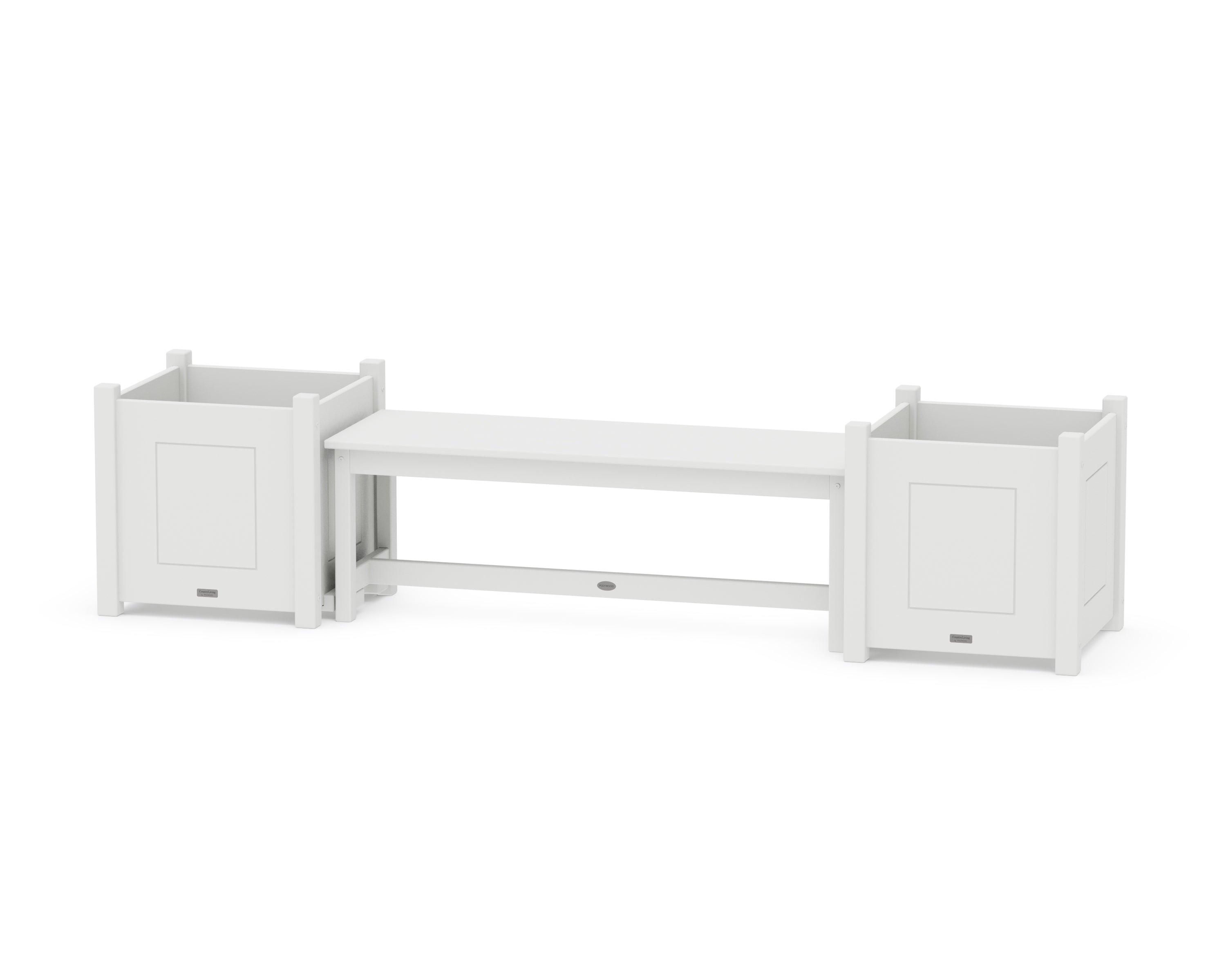 POLYWOOD 48" Country Living Straight Planter Bench Set - Large in White