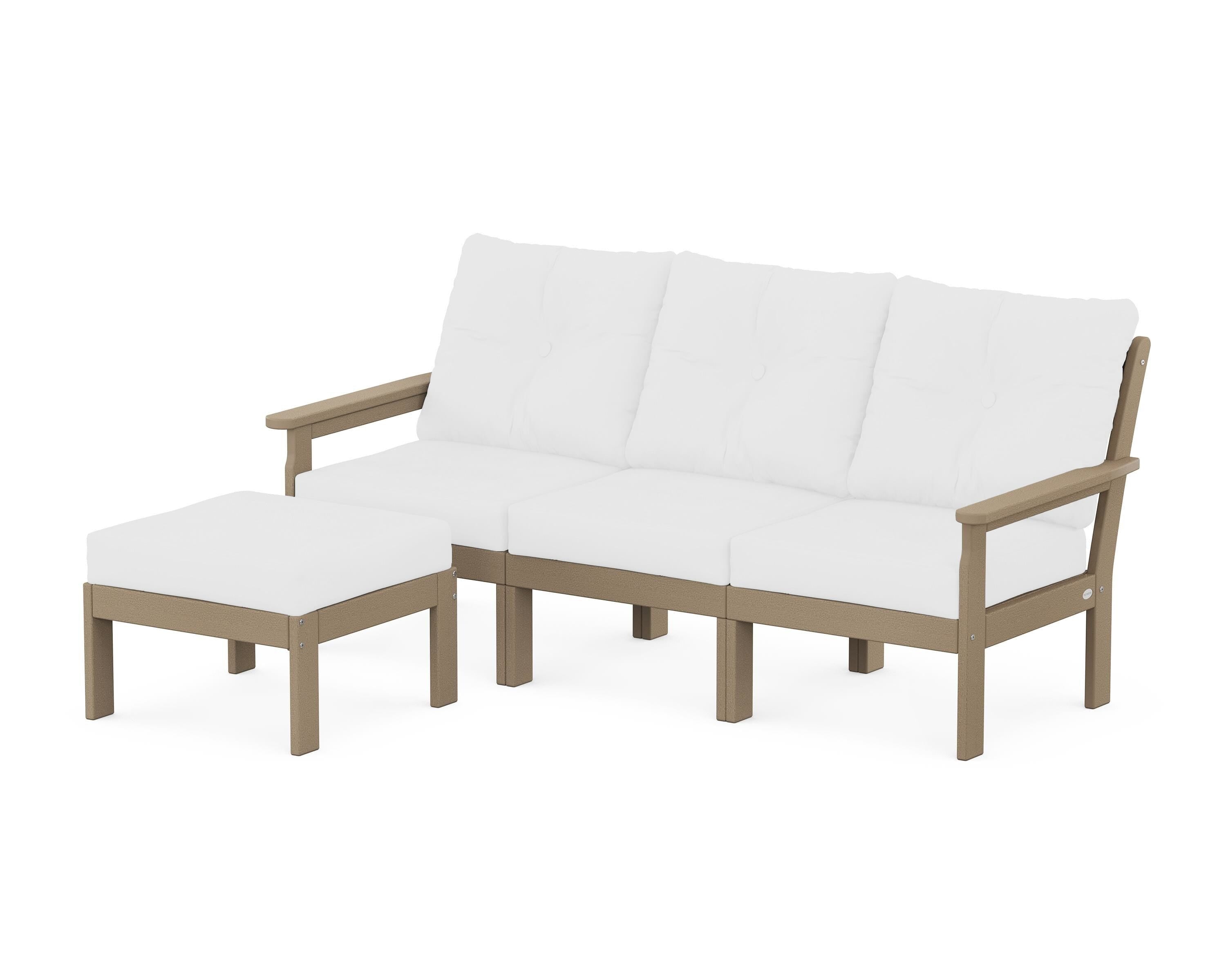 POLYWOOD Vineyard 4-Piece Sectional with Ottoman in Vintage Sahara / Natural