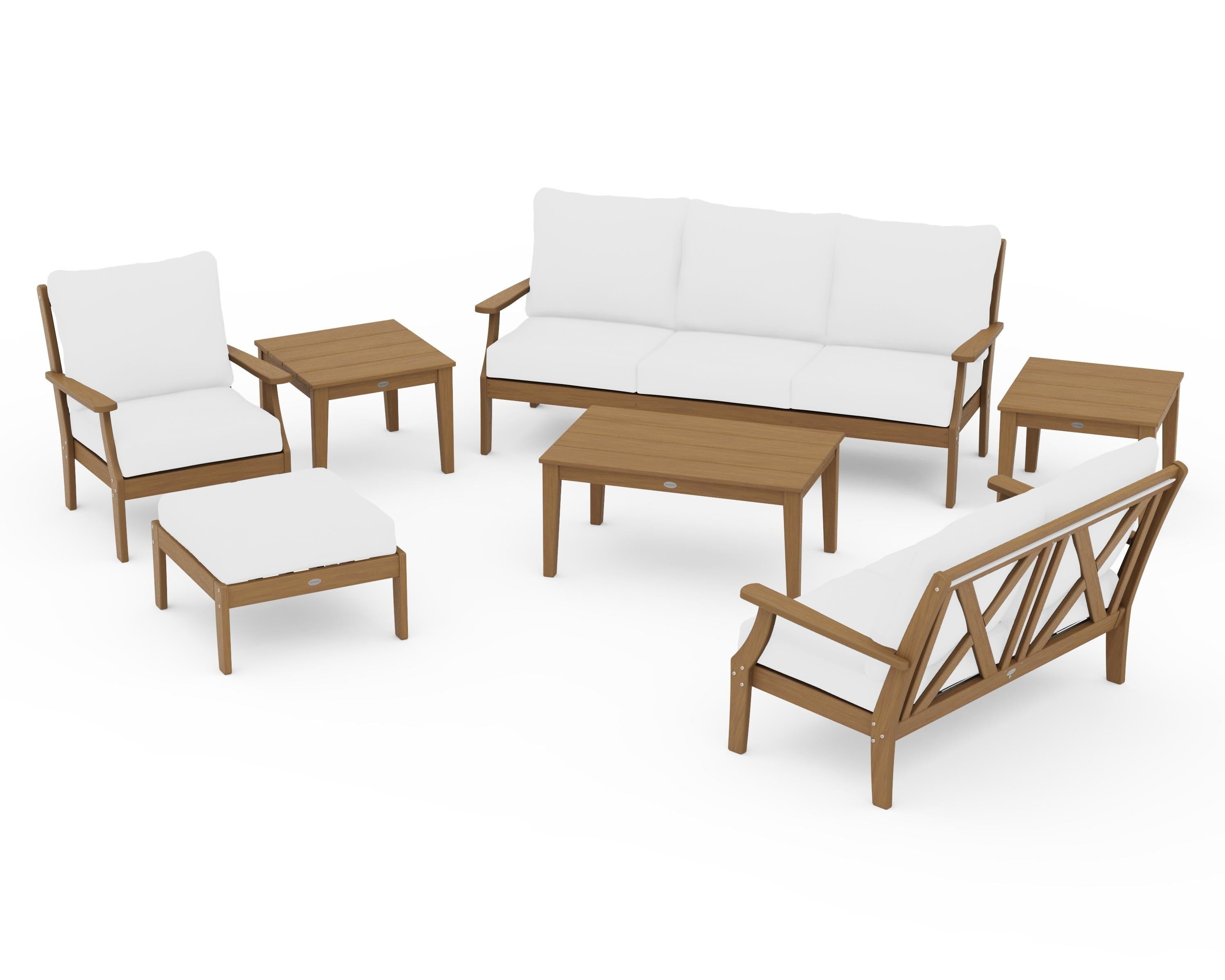 POLYWOOD Braxton 7-Piece Deep Seating Set in Natural / Natural