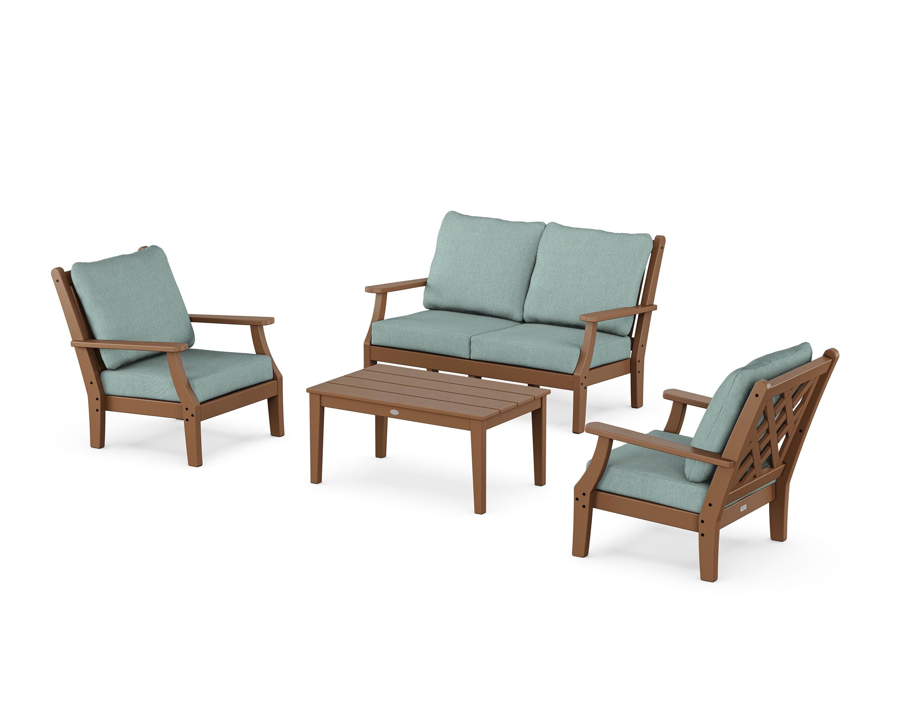 Country Living Wovendale 4-Piece Deep Seating Set with Loveseat in Teak / Glacier Spa