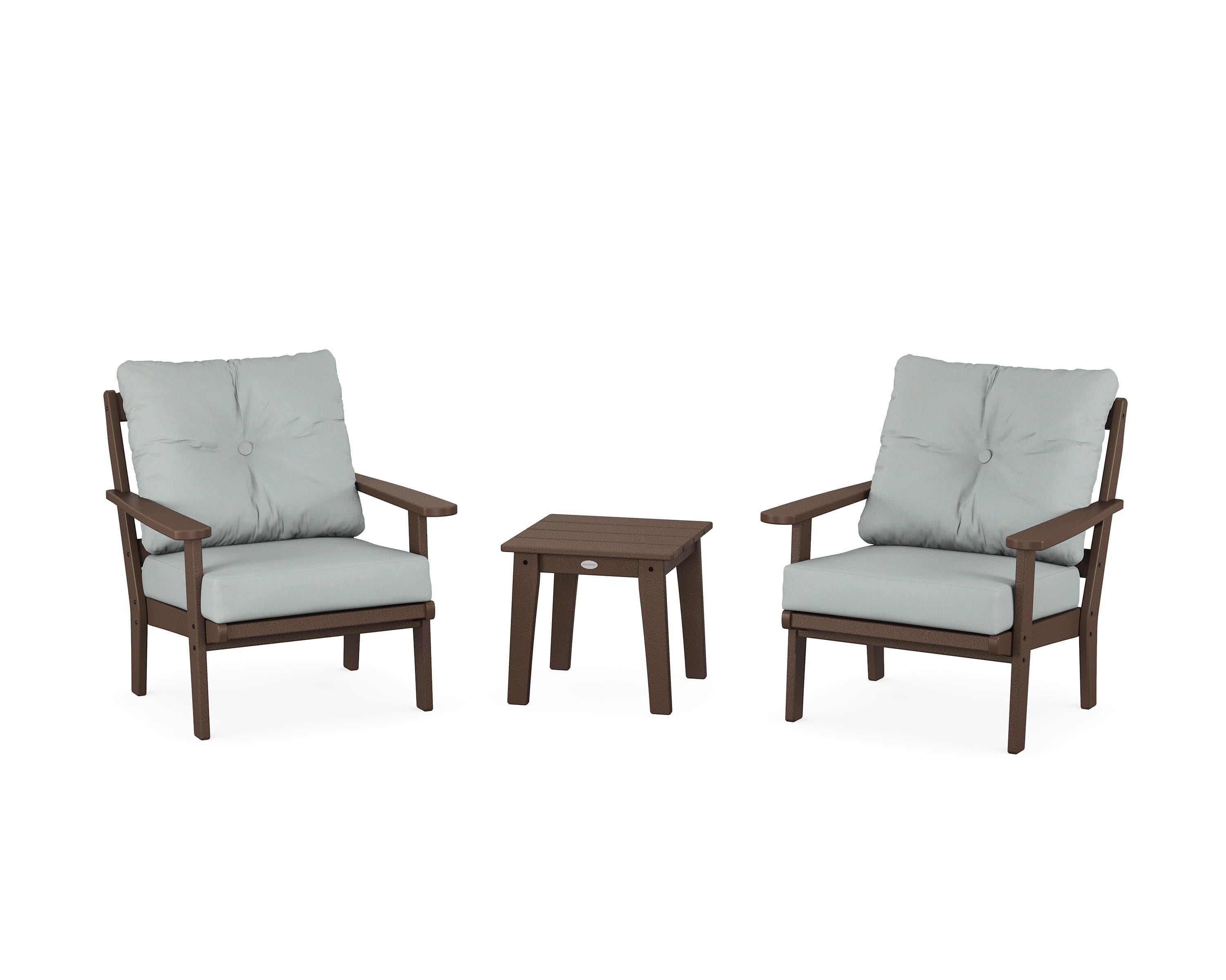 POLYWOOD Mission 3-Piece Deep Seating Set in Mahogany / Spa