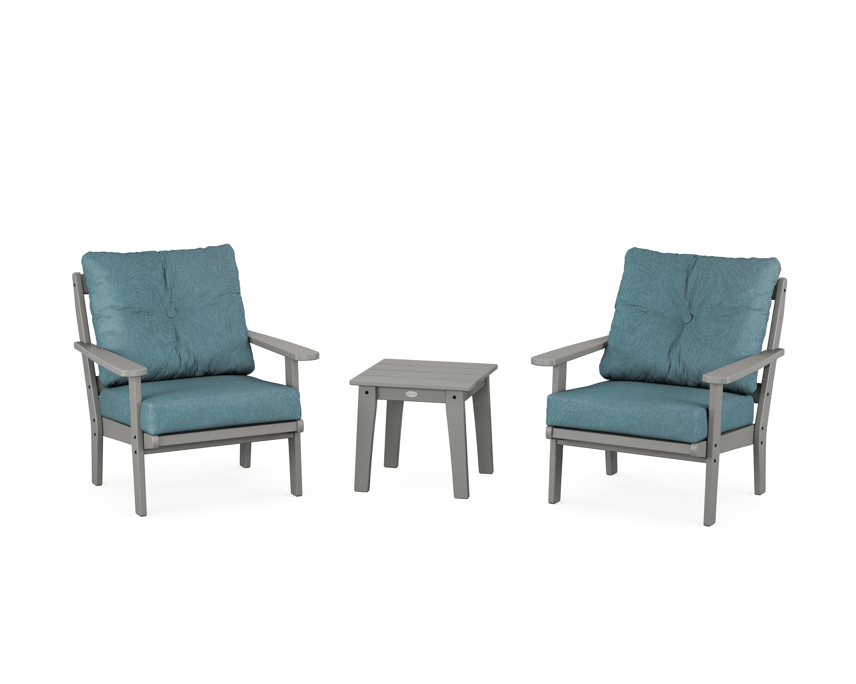 POLYWOOD Mission 3-Piece Deep Seating Set in Slate Grey / Ocean Teal