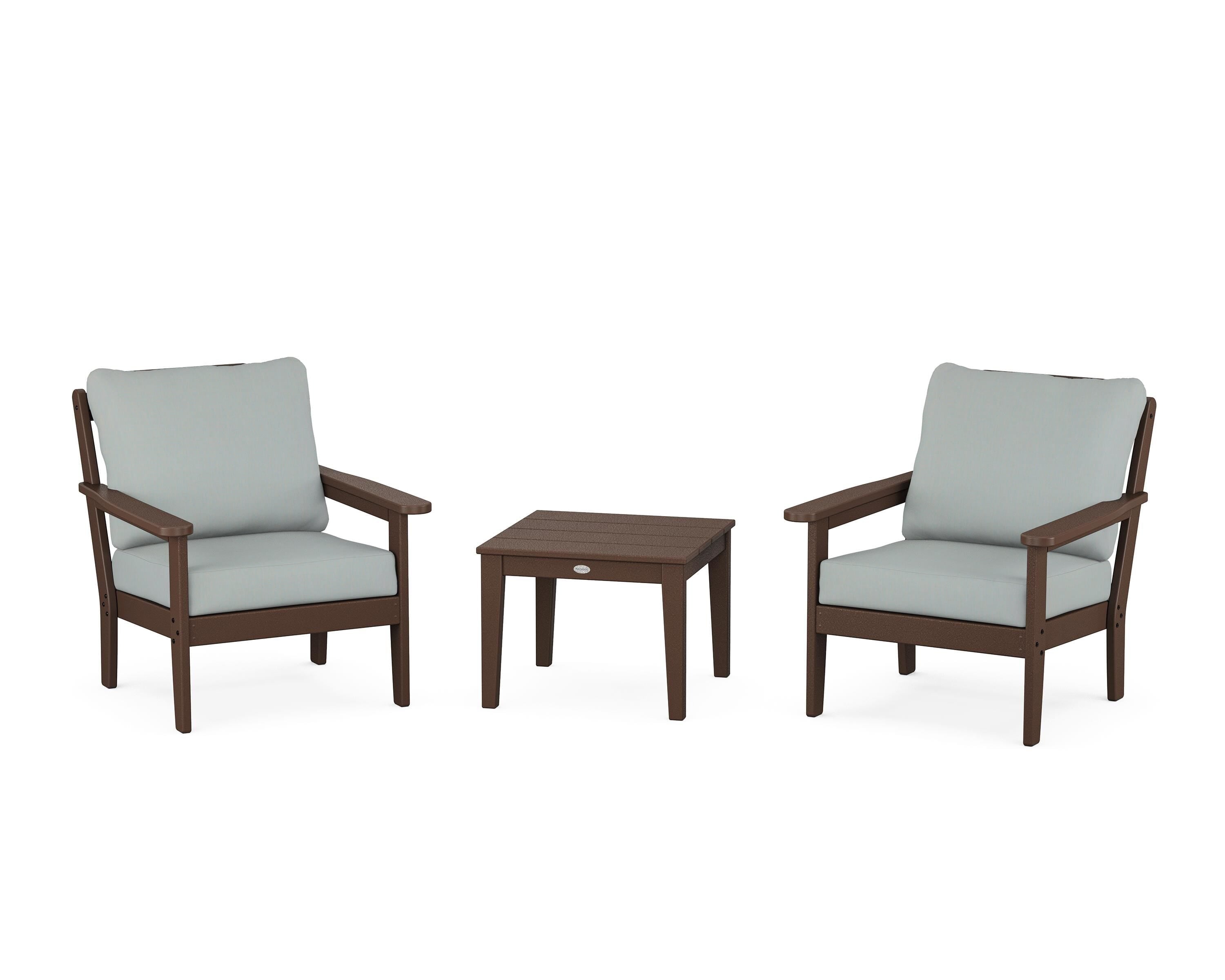 Country Living Cottage 3-Piece Deep Seating Set in Mahogany / Spa