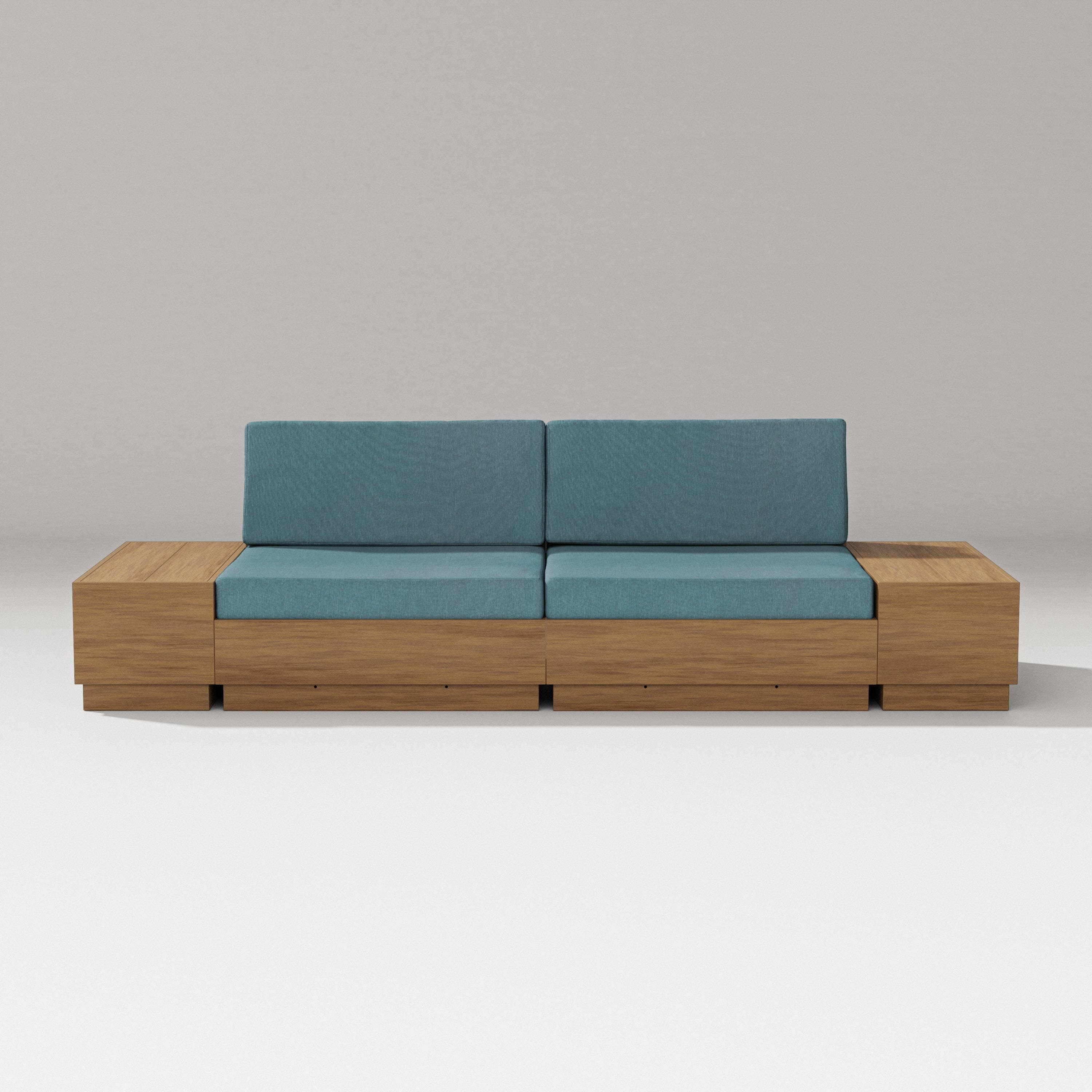 PW Designer Series Elevate 4-Piece Loveseat Sectional in Natural / Ocean Teal