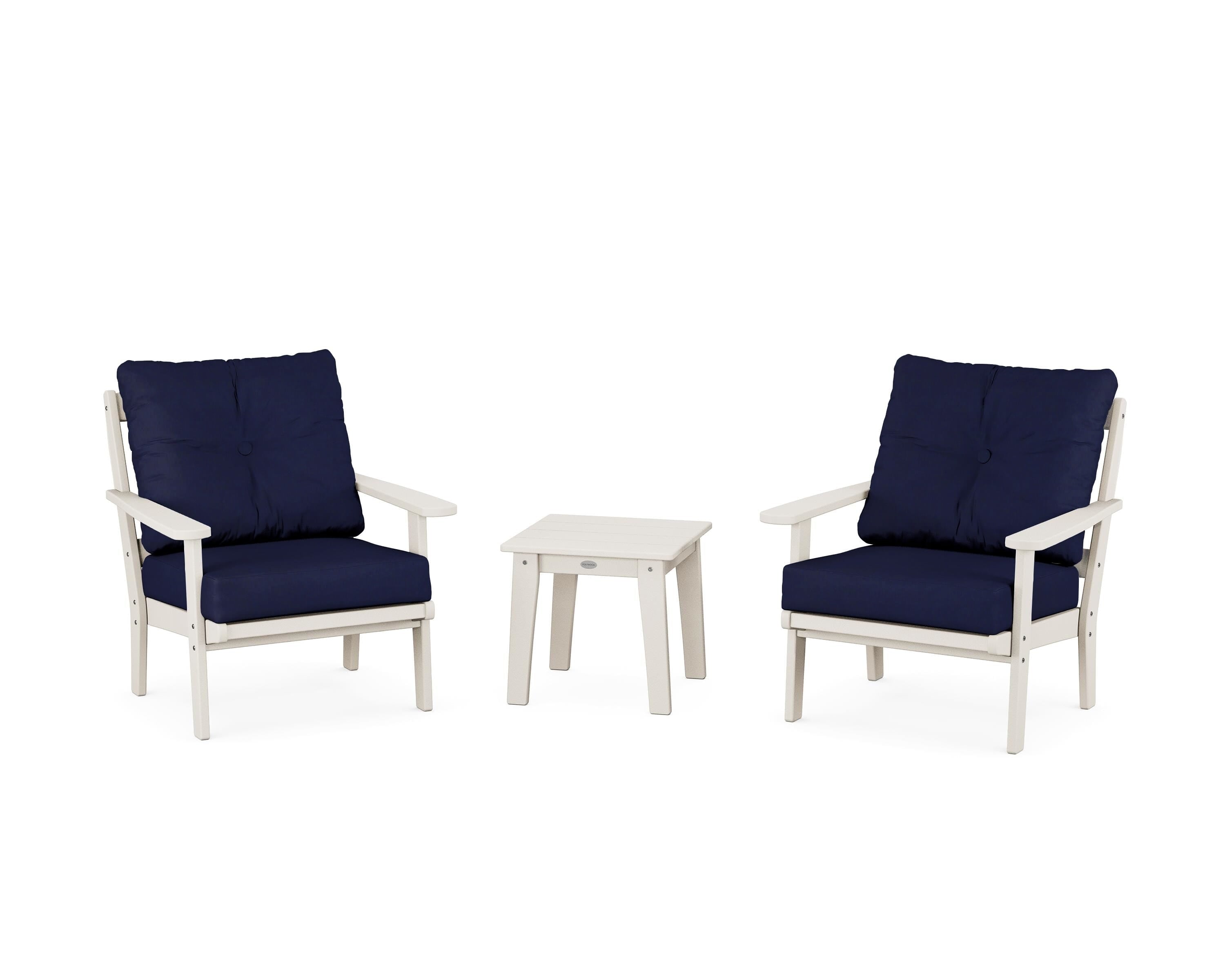 POLYWOOD Mission 3-Piece Deep Seating Set in Sand / Navy