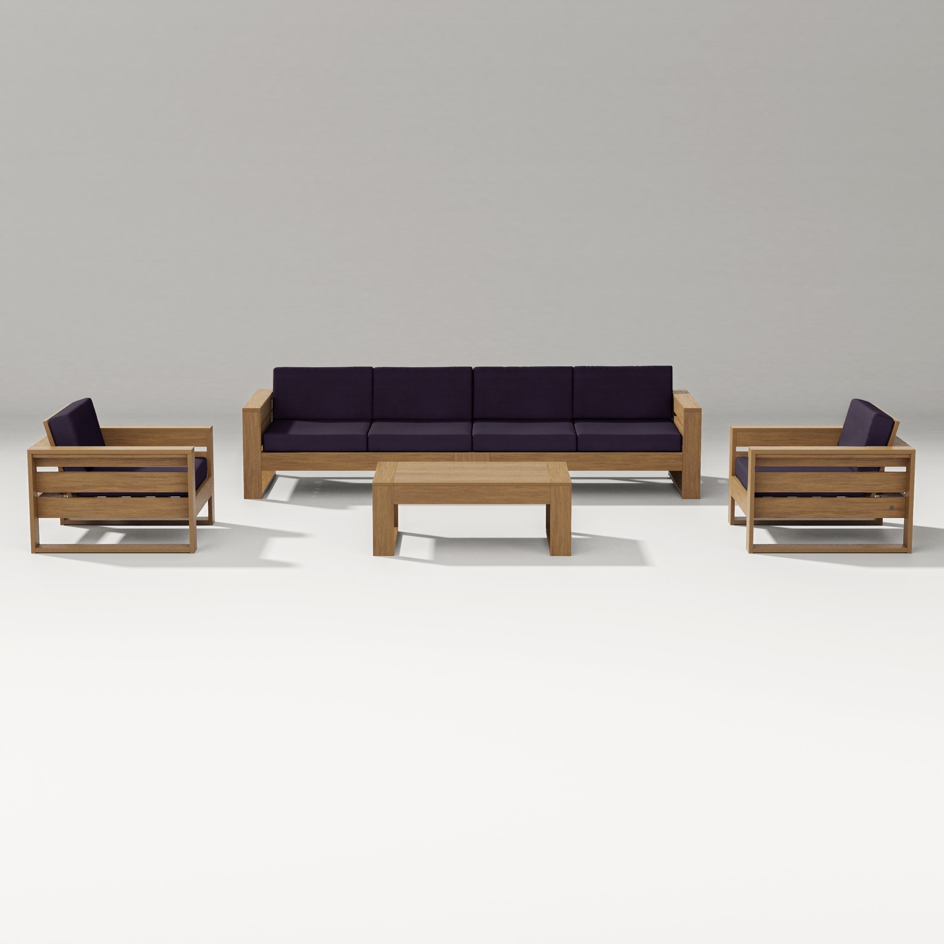PW Designer Series Latitude 5-Piece Lounge Sofa Set in Natural / Navy Linen