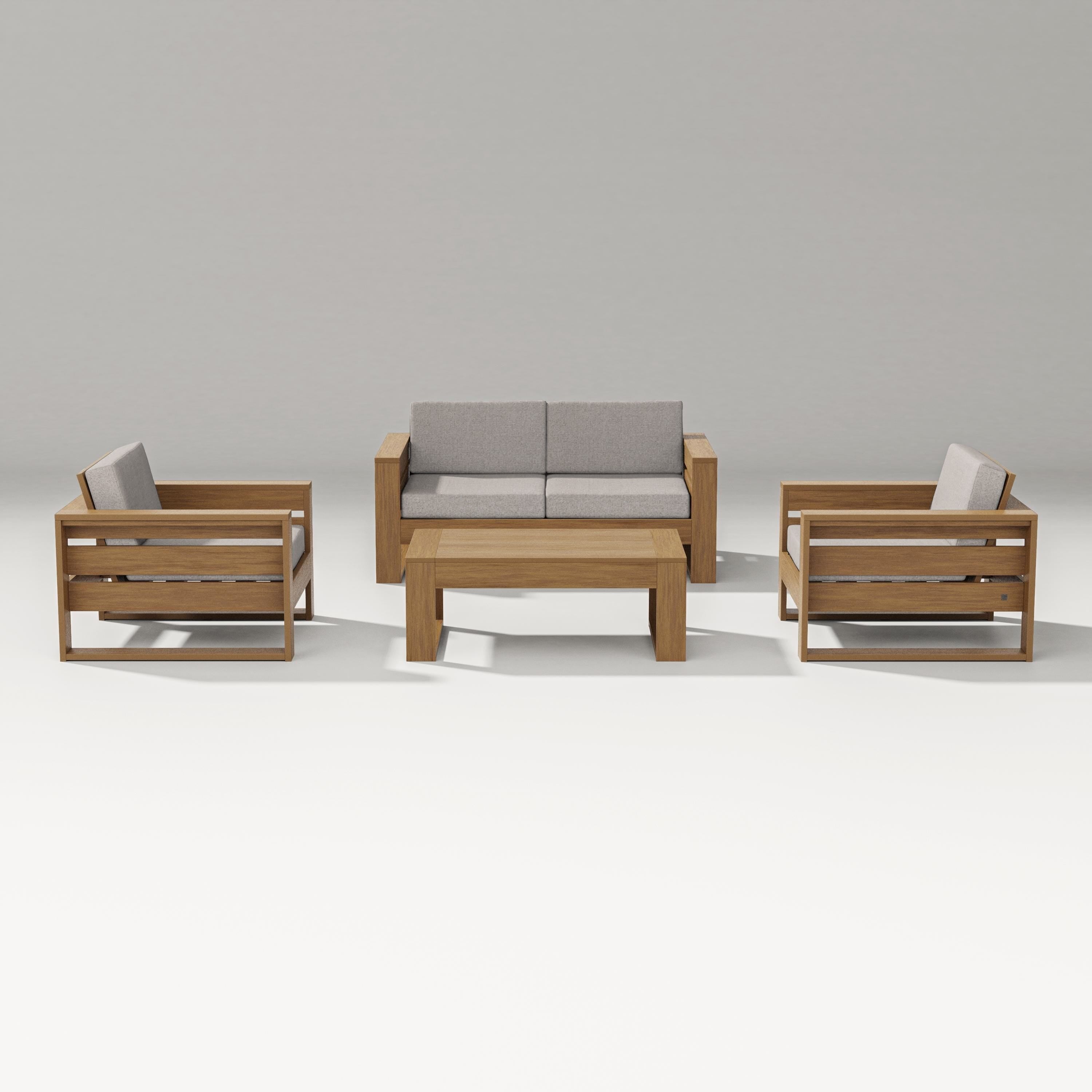PW Designer Series Latitude 4-Piece Lounge Loveseat Set in Natural / Weathered Tweed