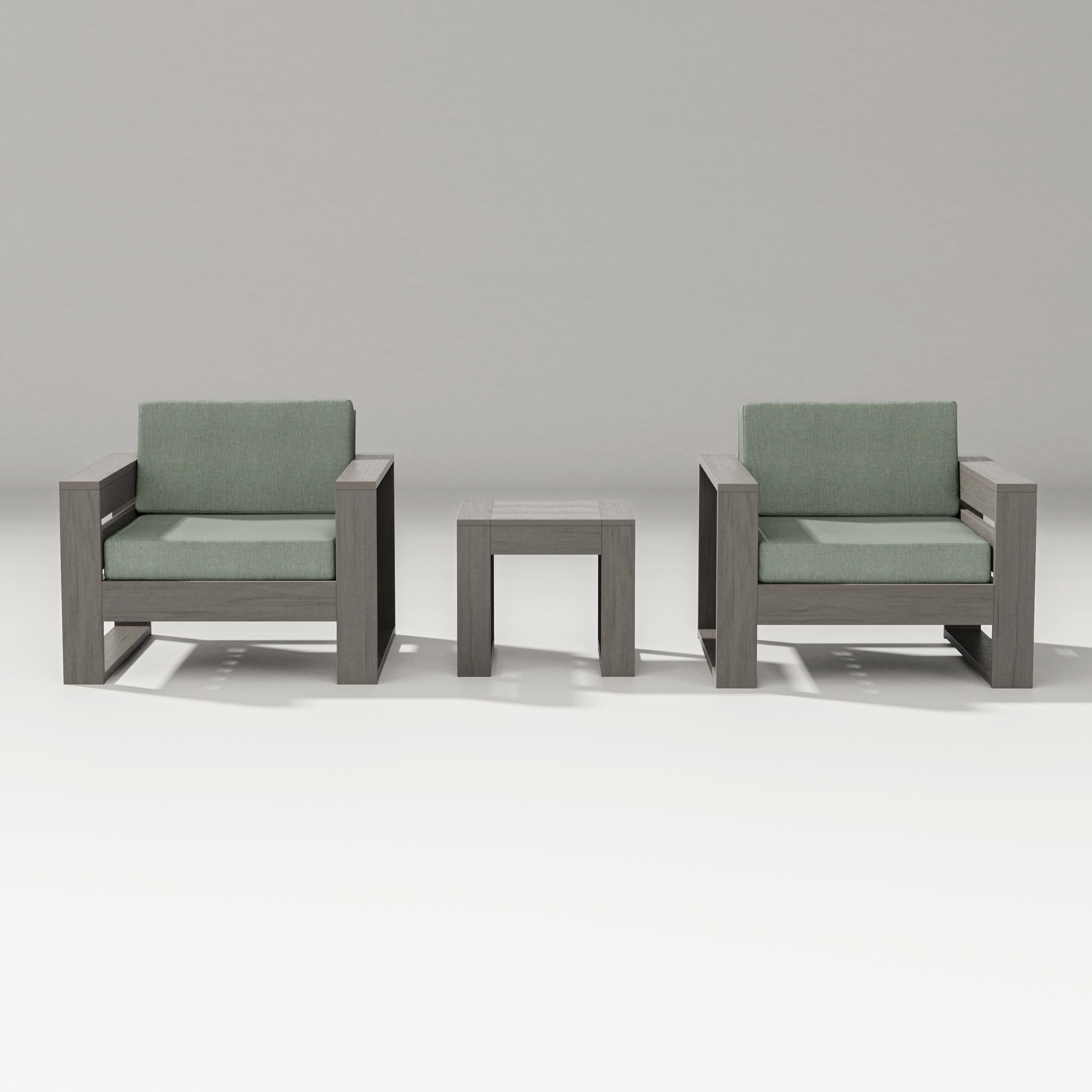 PW Designer Series Latitude 3-Piece Lounge Chair Set in Driftwood / Cast Sage