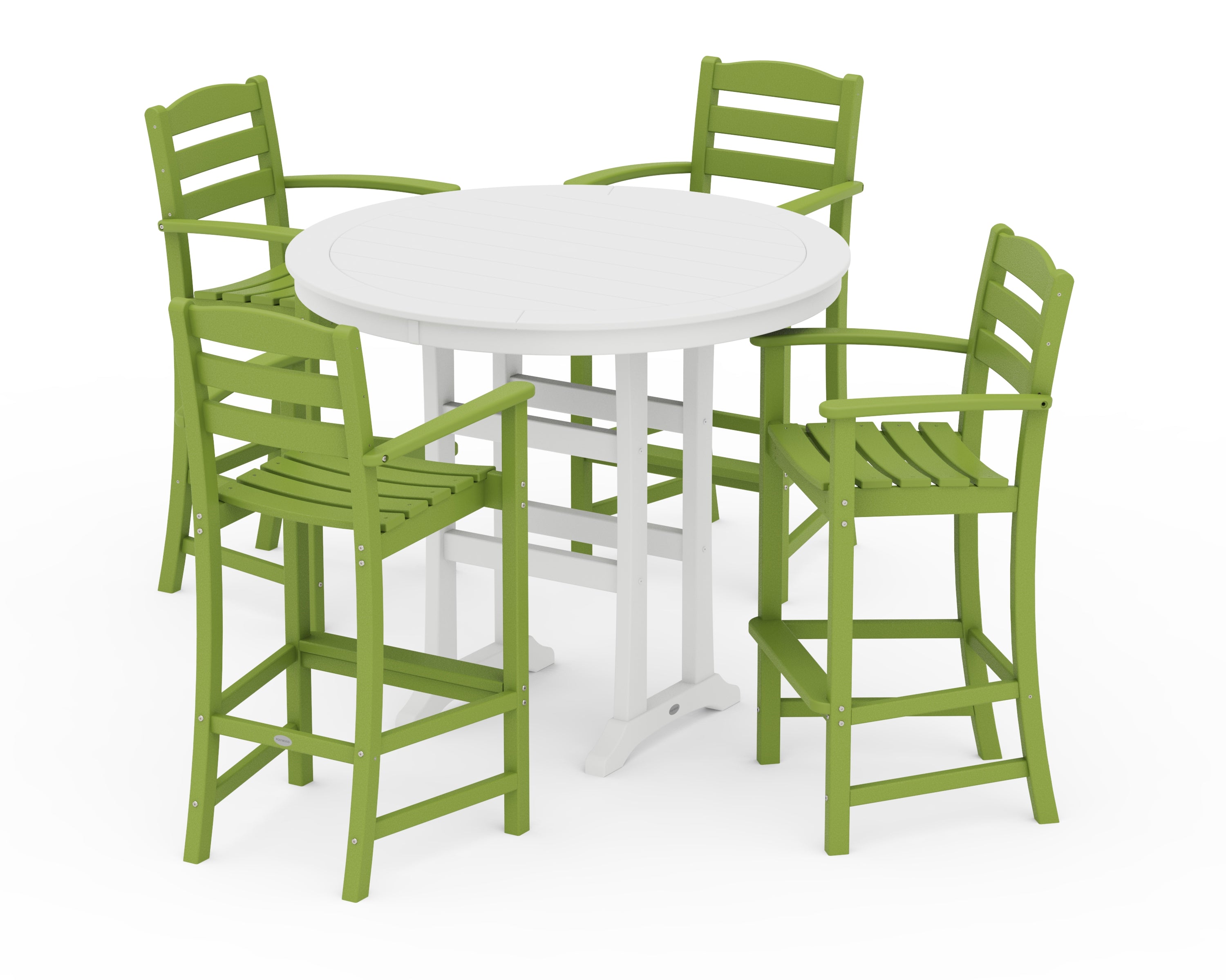 POLYWOOD La Casa Café 5-Piece Bar Dining Set in Lime / White