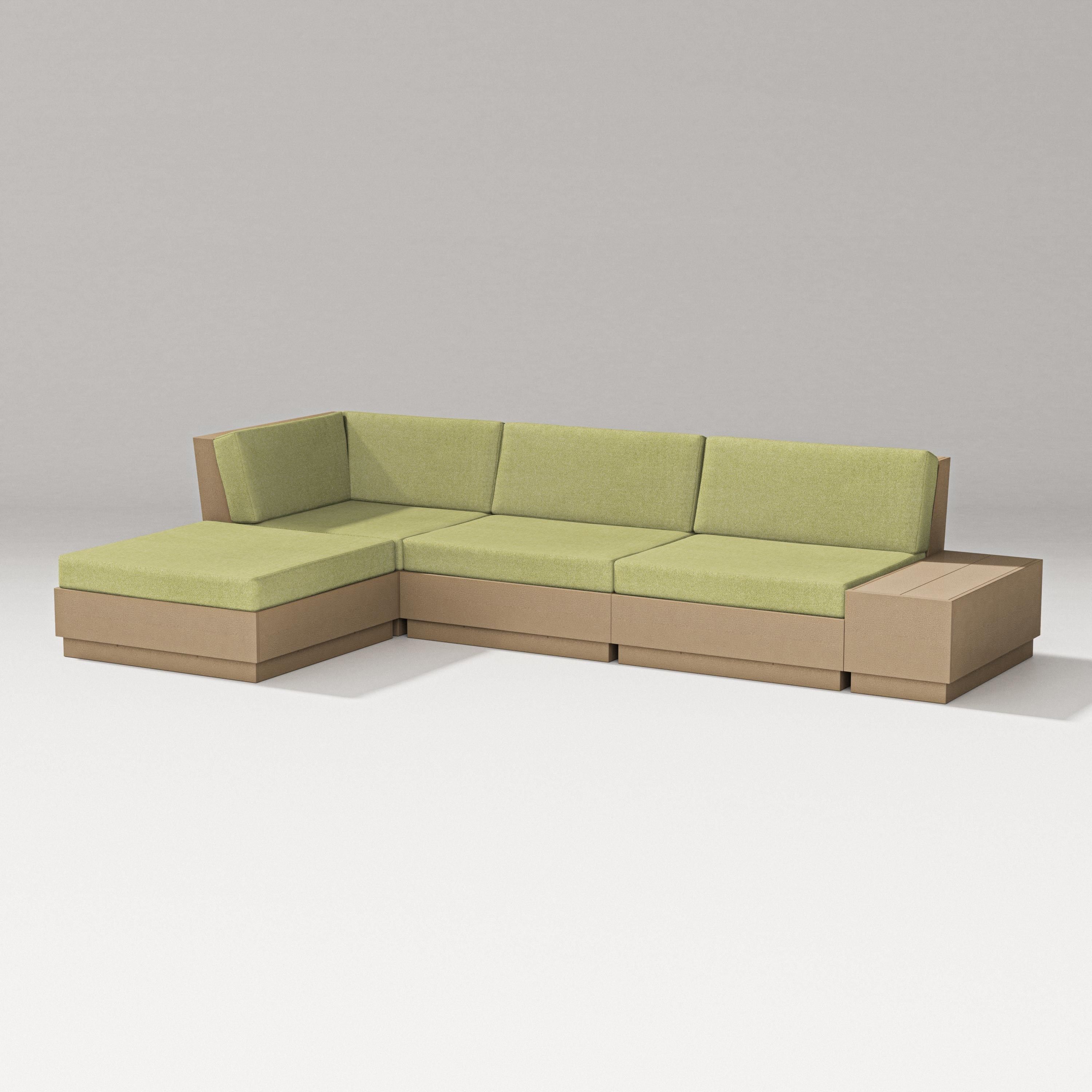 PW Designer Series Elevate Chaise Sectional in Vintage Sahara / Chartreuse Boucle