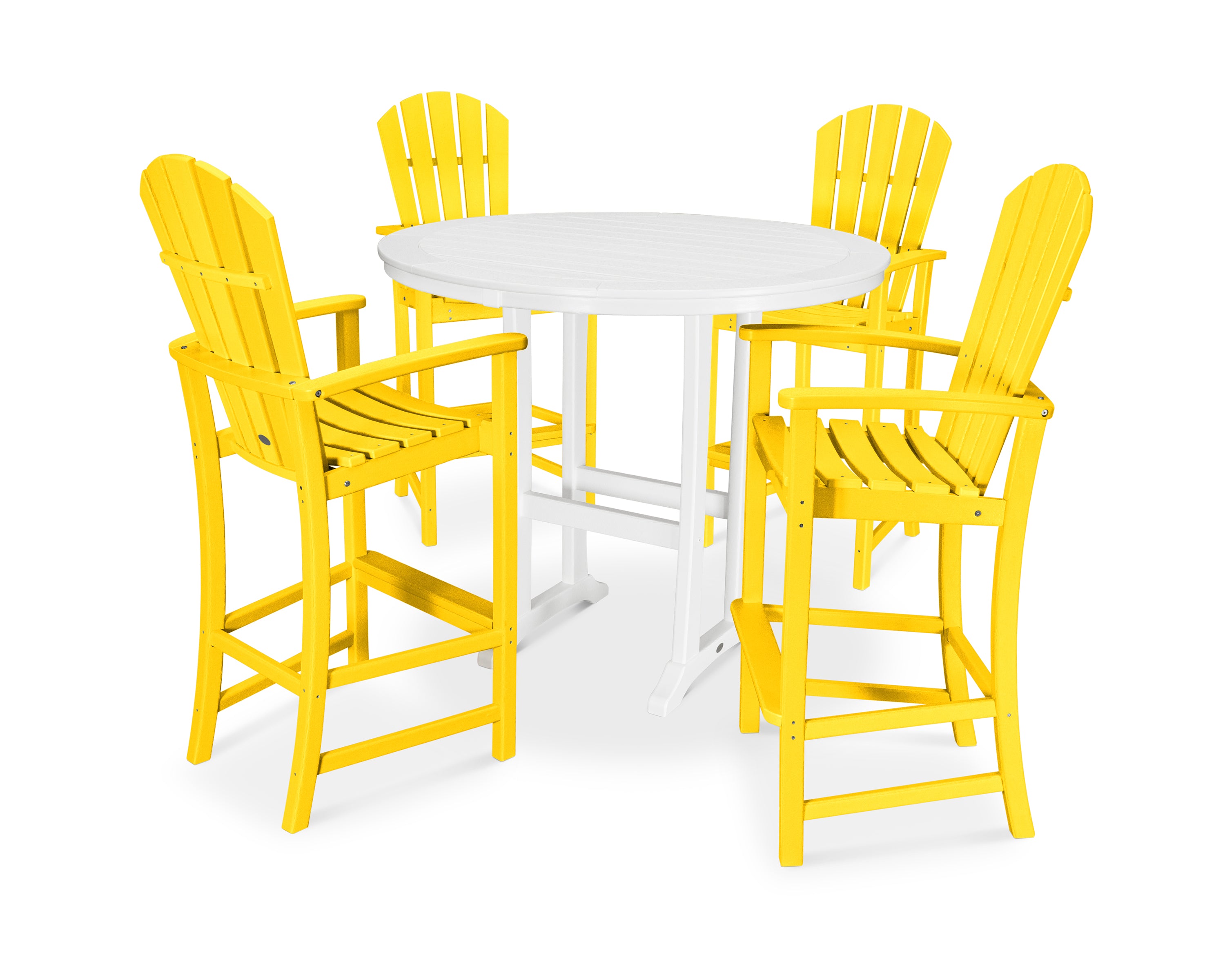 POLYWOOD® Palm Coast 5-Piece Round Bar Set in Lemon / White