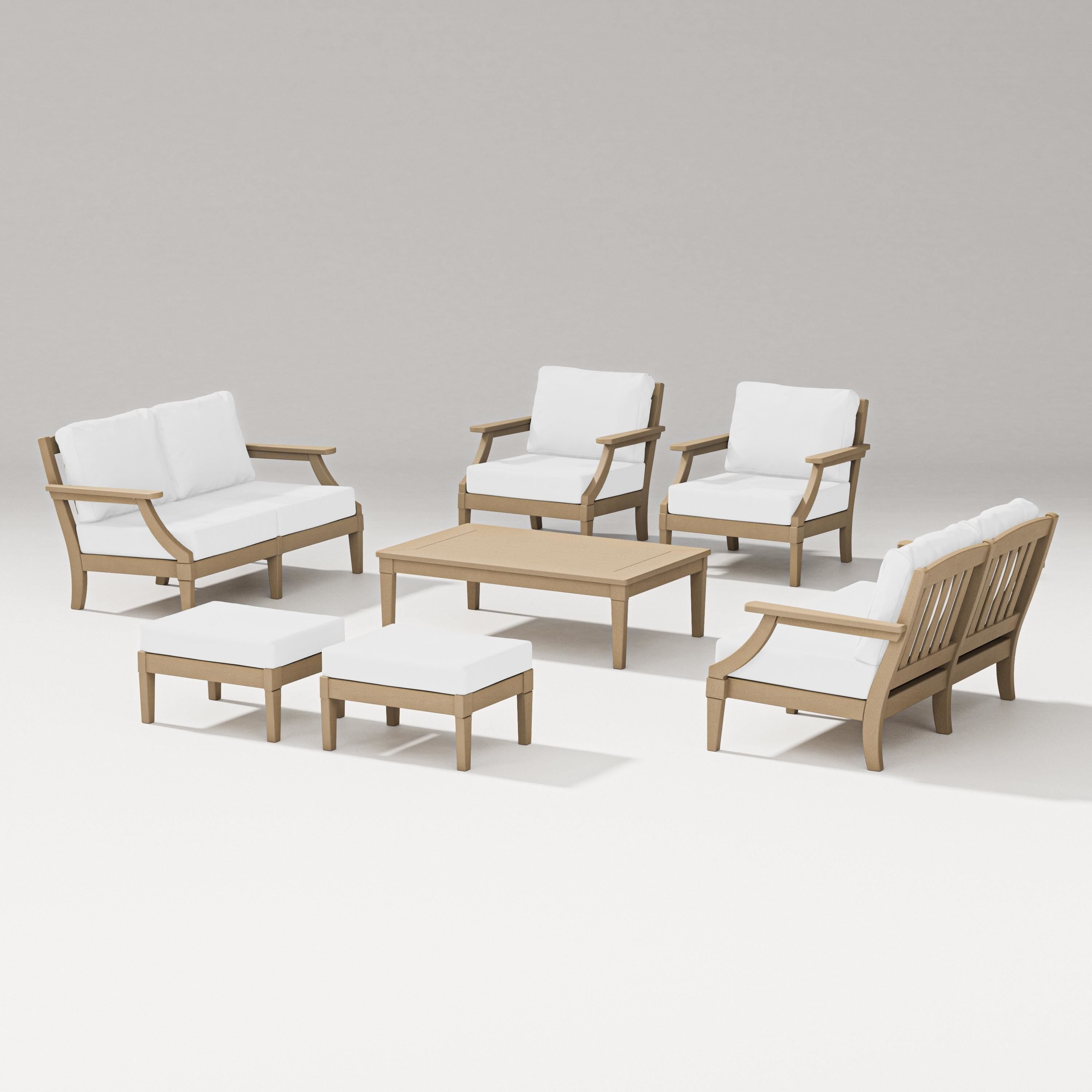 PW Designer Series Estate 7-Piece Lounge Loveseat Set in Vintage Sahara / Natural