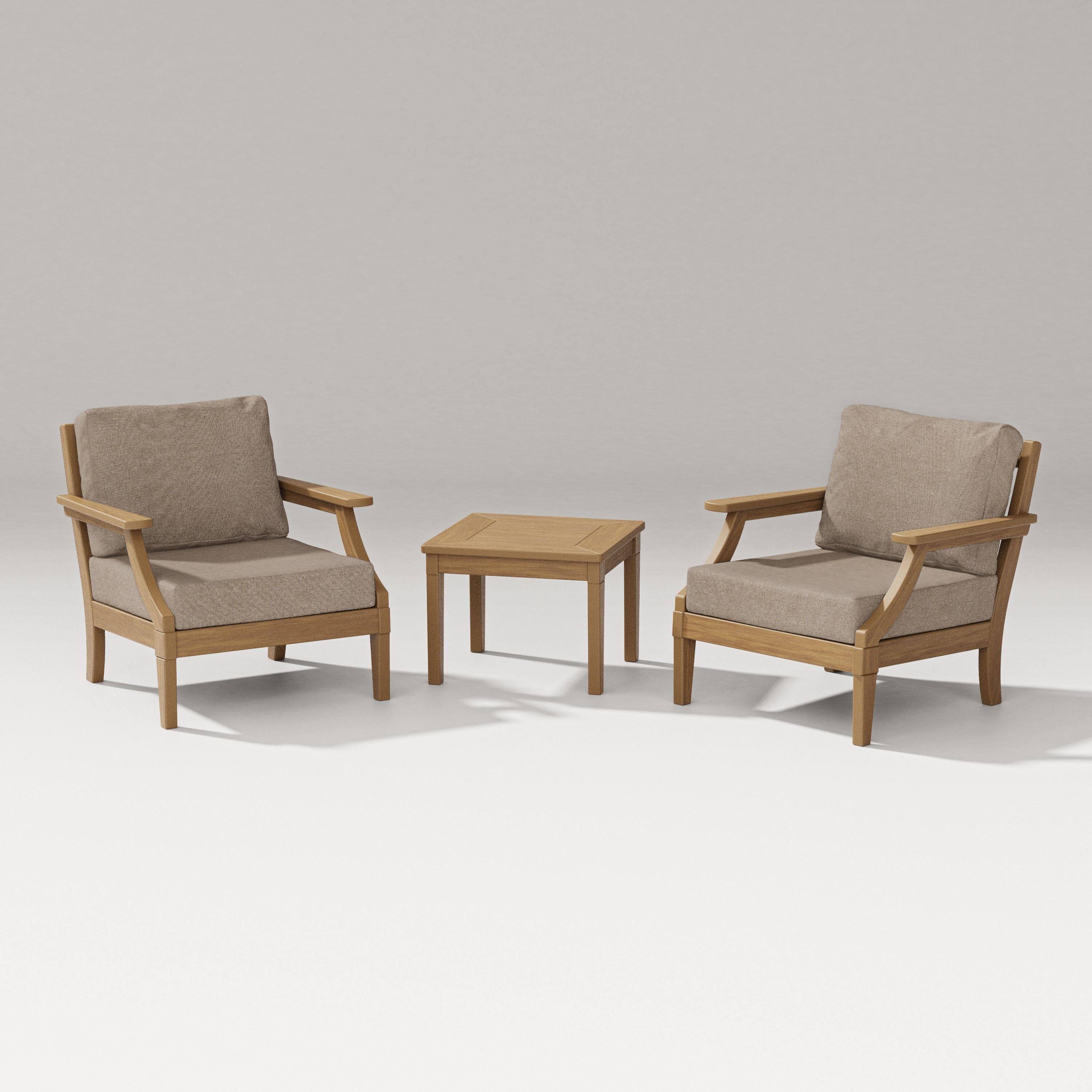PW Designer Series Estate 3-Piece Lounge Chair Set in Natural / Spiced Burlap