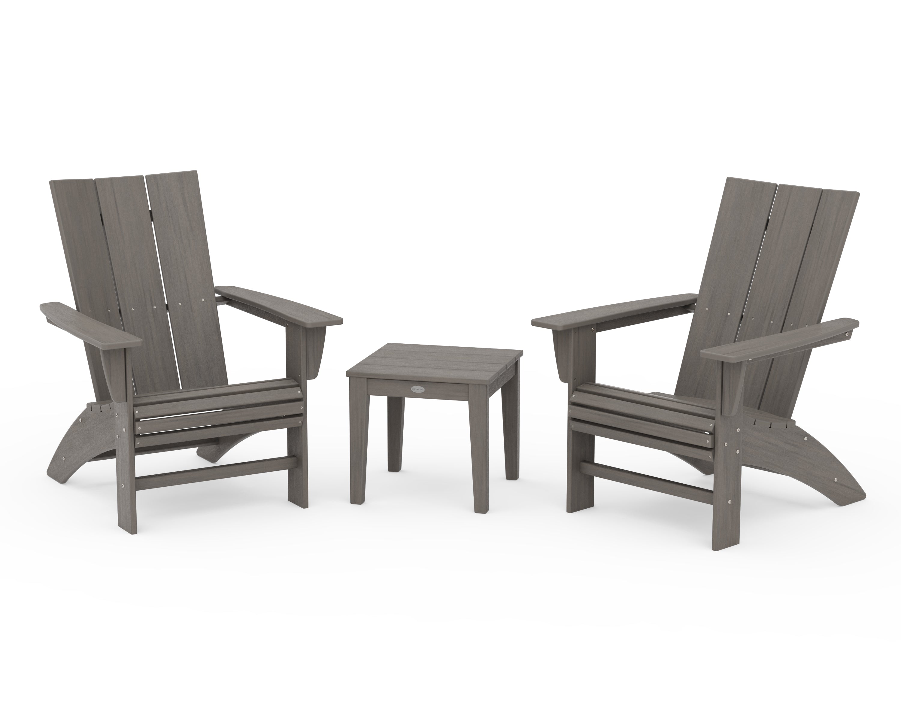 POLYWOOD Modern 3-Piece Curveback  Adirondack Set in Driftwood