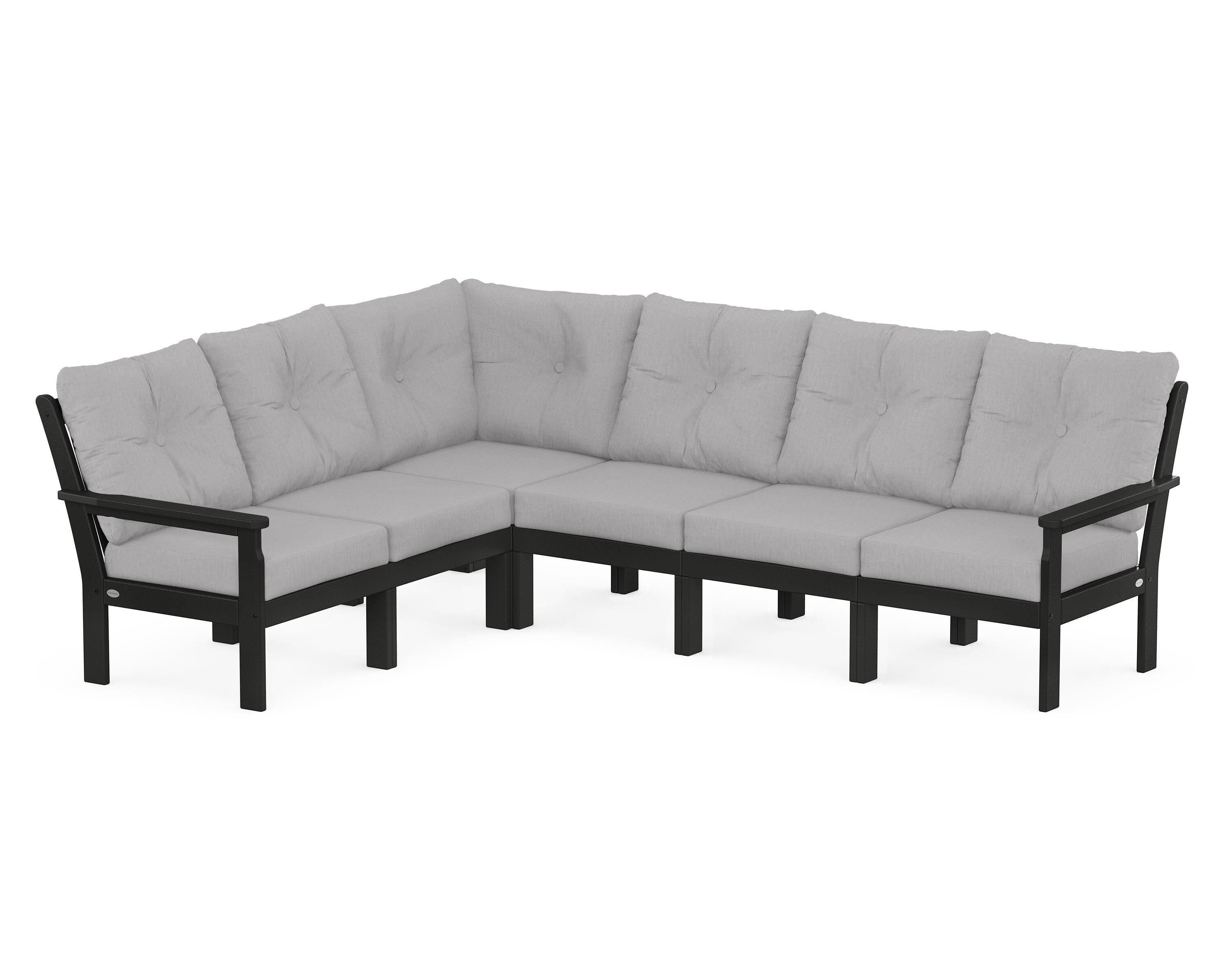 POLYWOOD Vineyard 6-Piece Sectional in Black / Granite