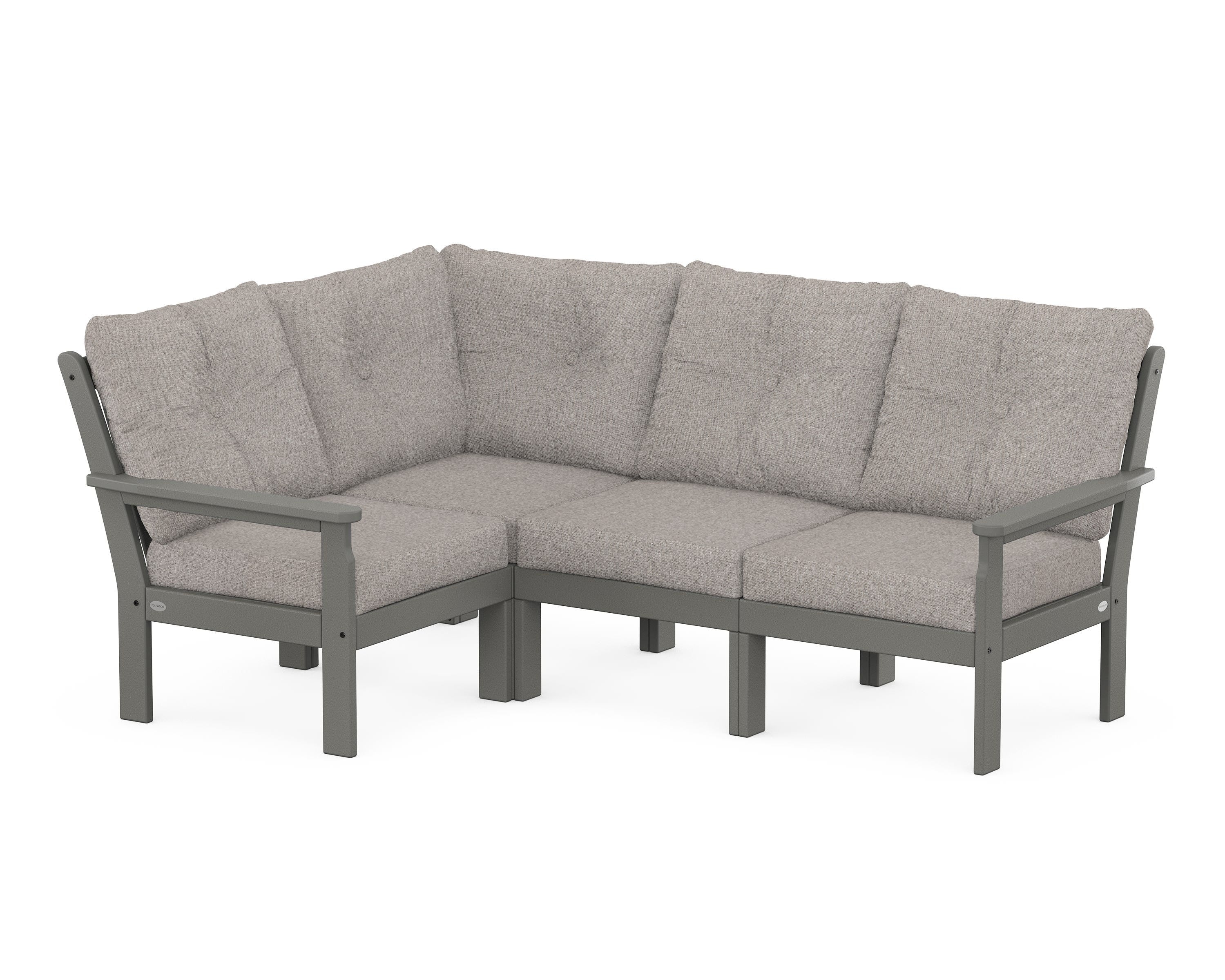 POLYWOOD Vineyard 4-Piece Sectional in Slate Grey / Weathered Tweed