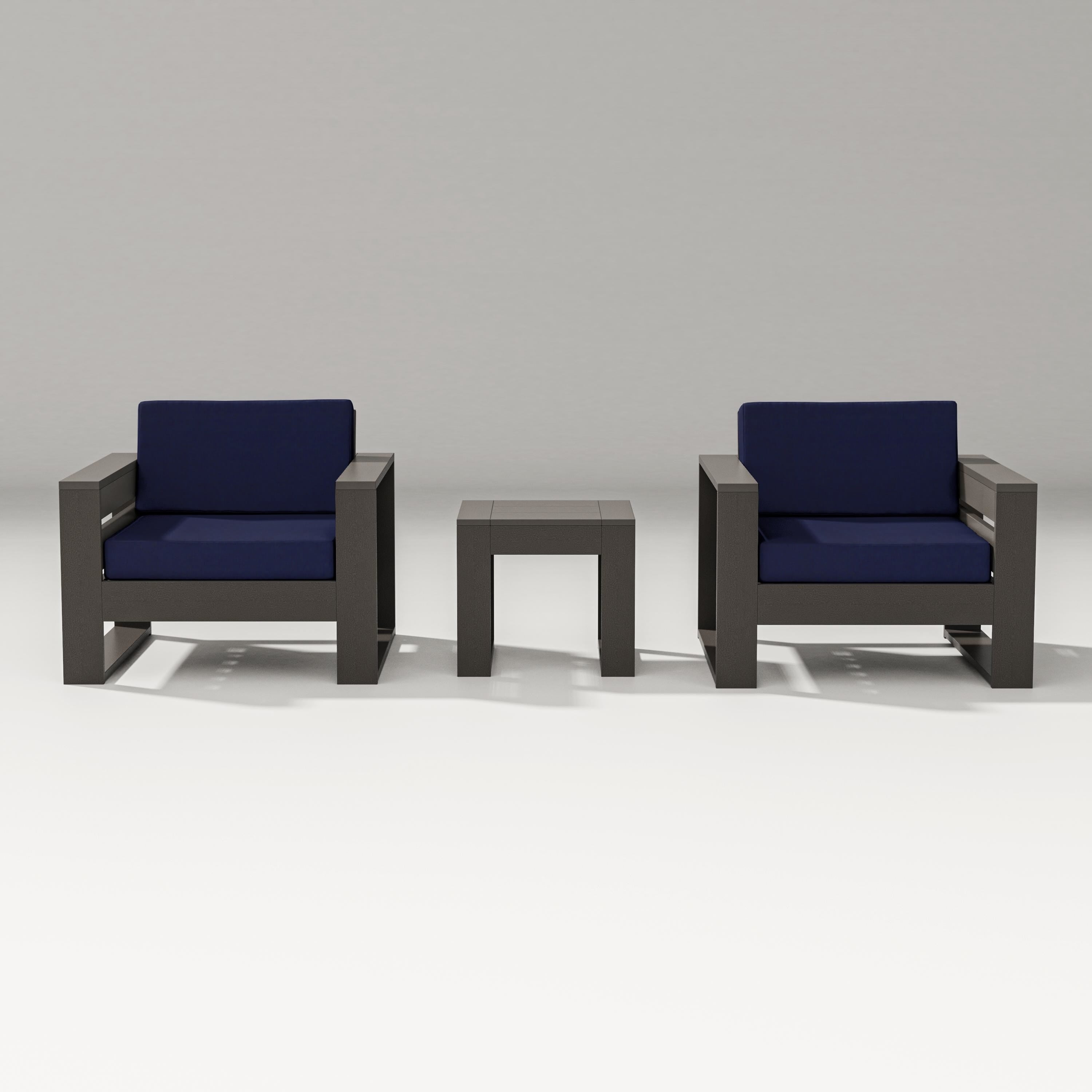 PW Designer Series Latitude 3-Piece Lounge Chair Set in Vintage Coffee / Navy