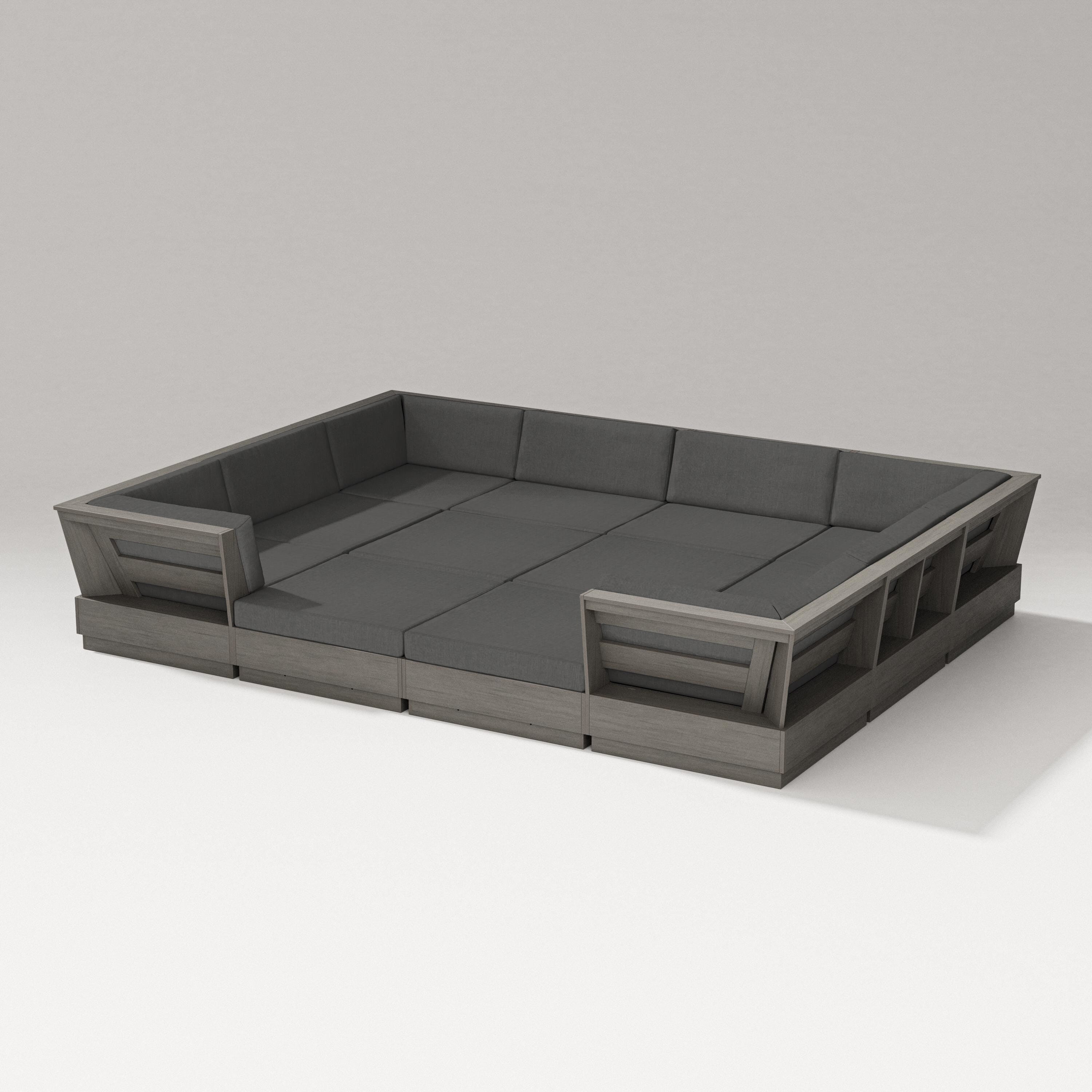 PW Designer Series Elevate 12-Piece Pit Sectional in Driftwood / Spectrum Carbon