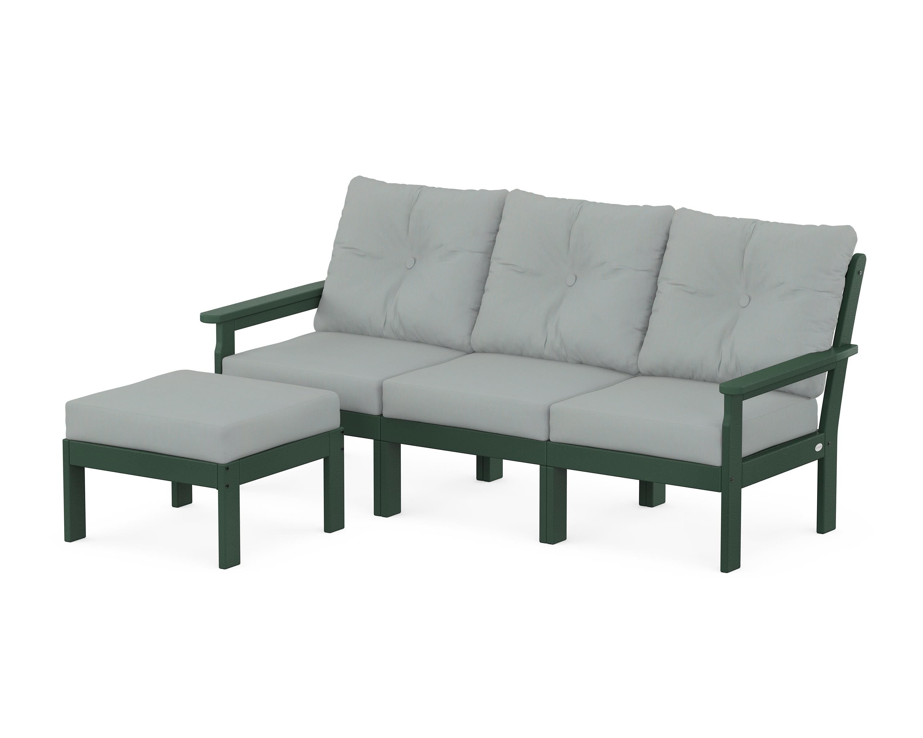 POLYWOOD Vineyard 4-Piece Sectional with Ottoman in Green / Spa