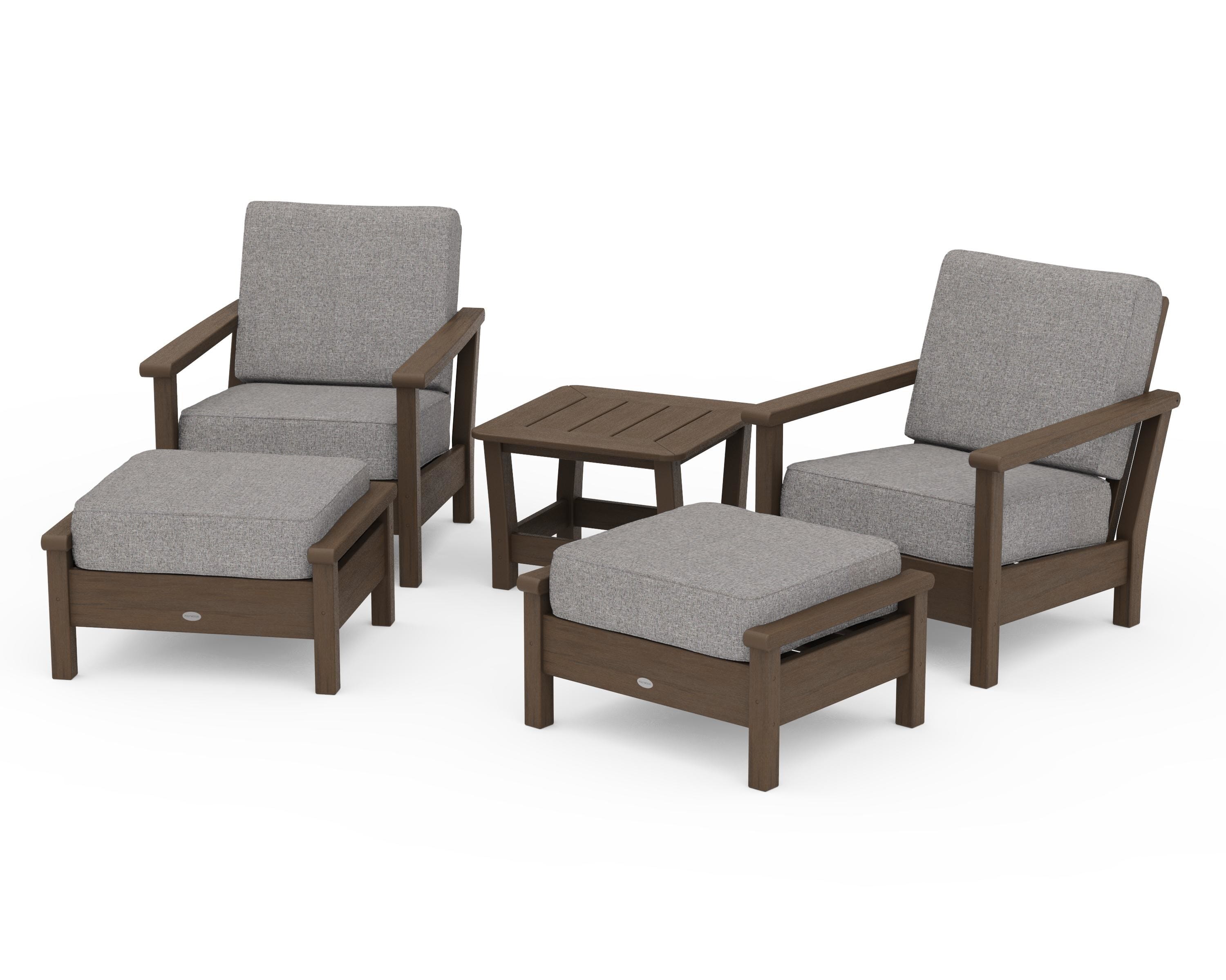 POLYWOOD Harbour 5-Piece Deep Seating Chair Set in Kona / Grey Mist