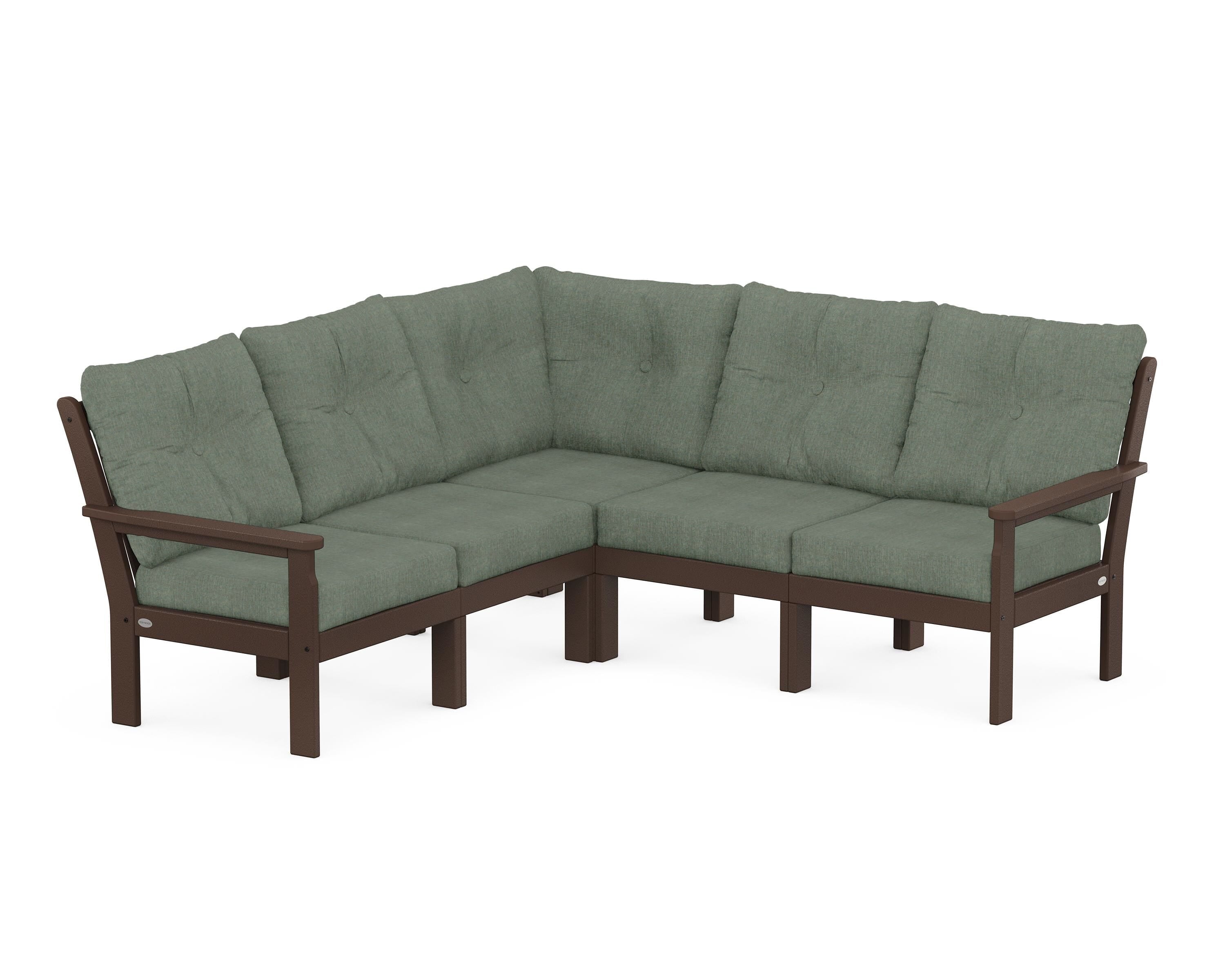 POLYWOOD Vineyard 5-Piece Sectional in Mahogany / Cast Sage