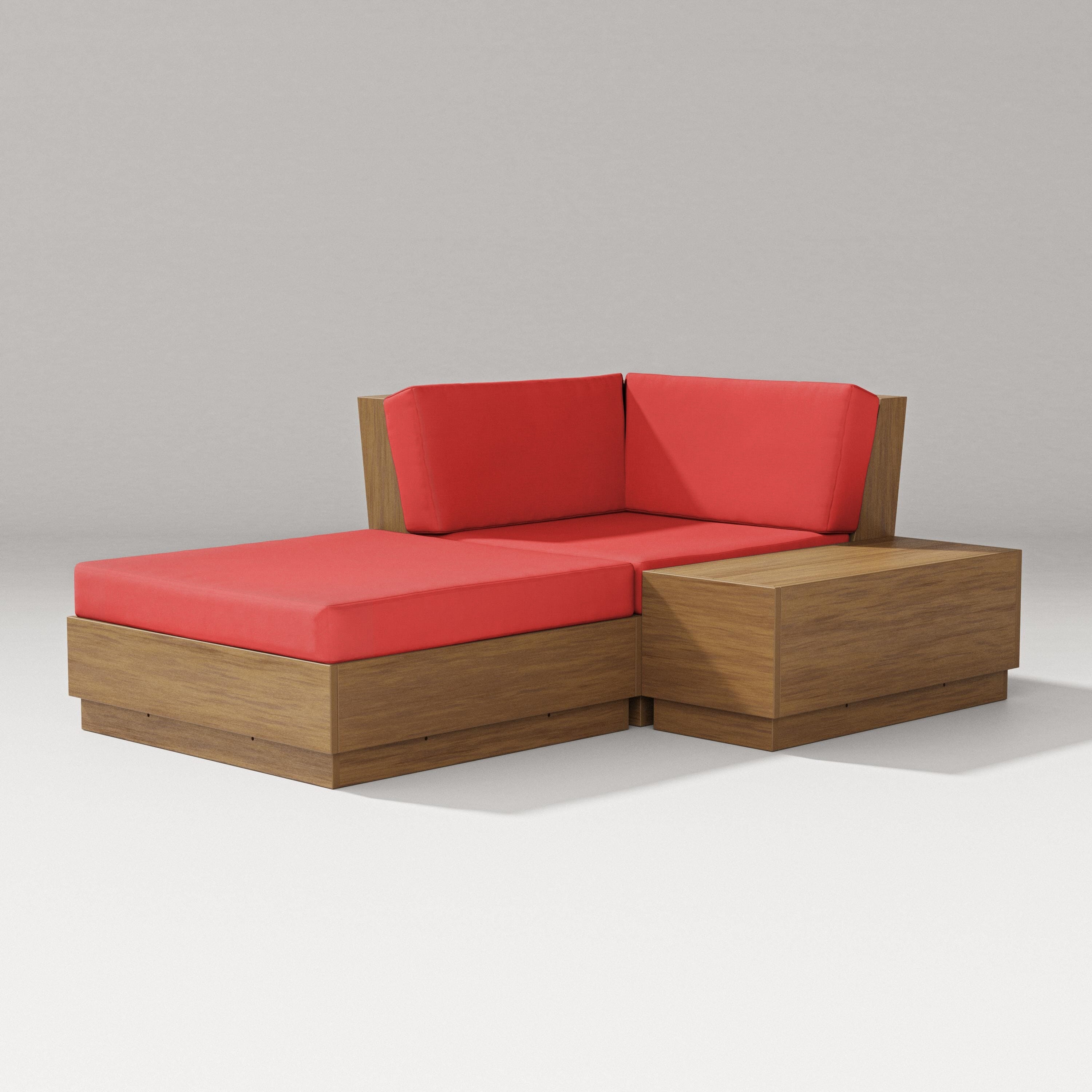 PW Designer Series Elevate Corner Chaise in Natural / Crimson Linen