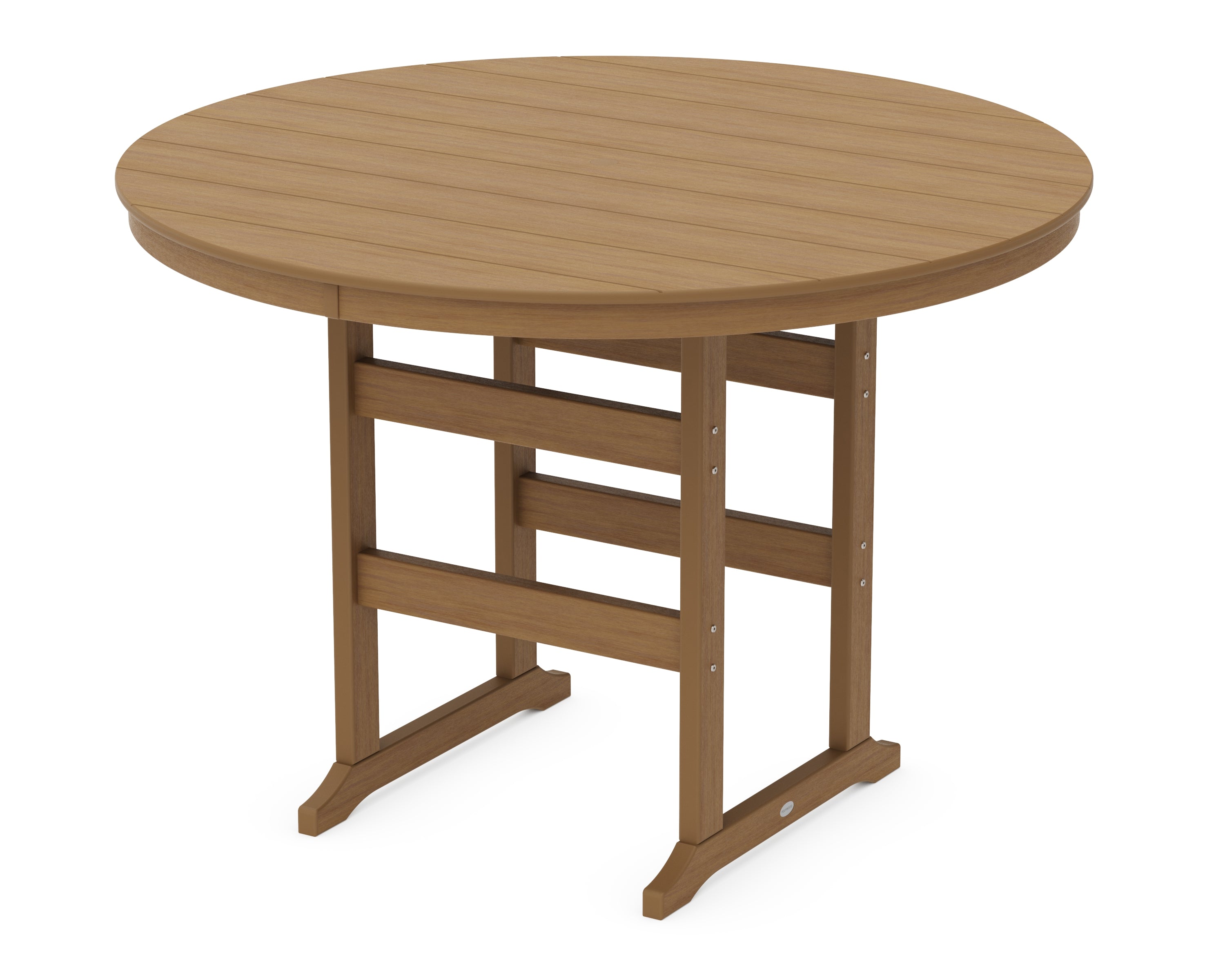 POLYWOOD 60” Round Farmhouse Bar Table in Natural