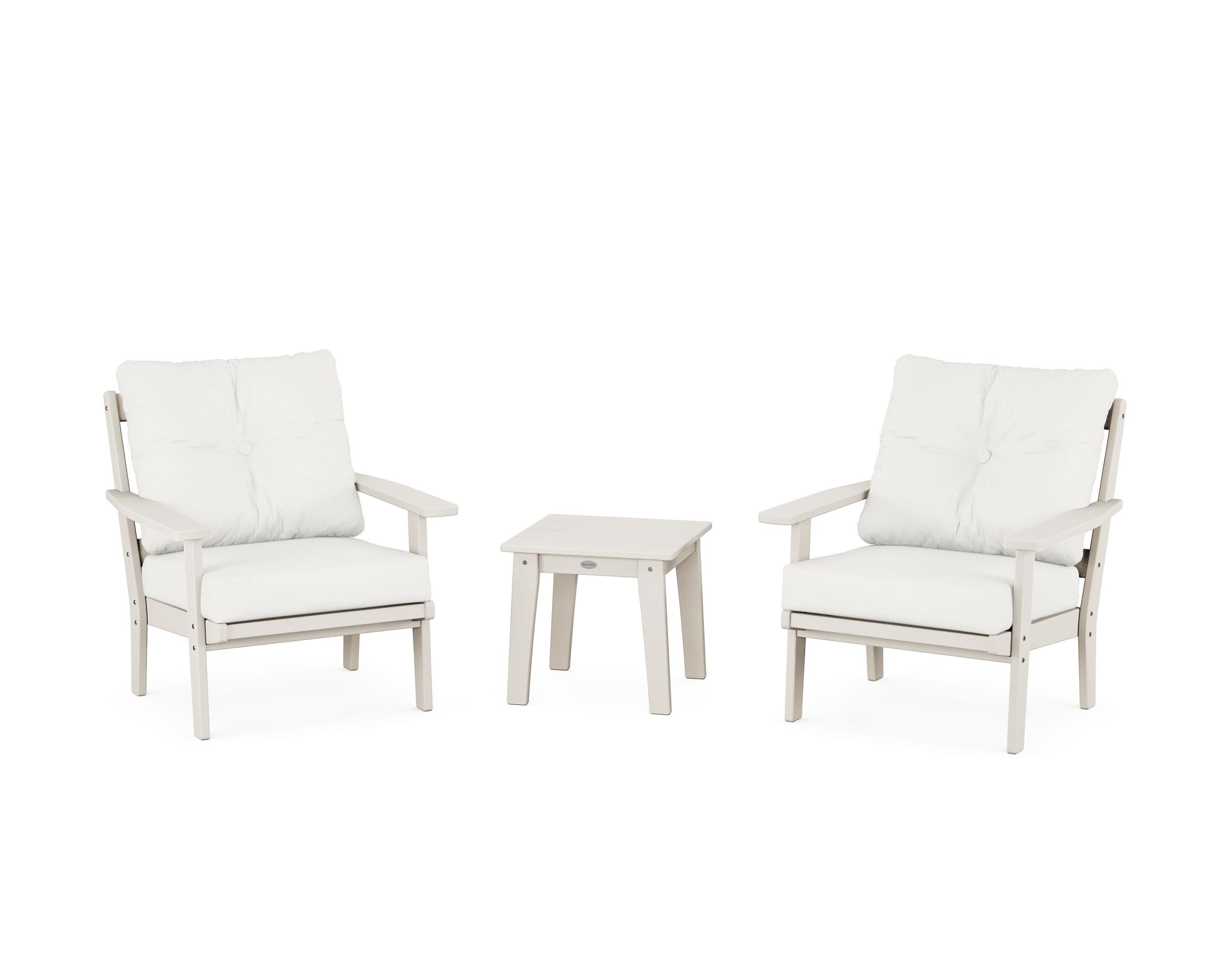 POLYWOOD Prairie 3-Piece Deep Seating Set in Sand / Natural Linen