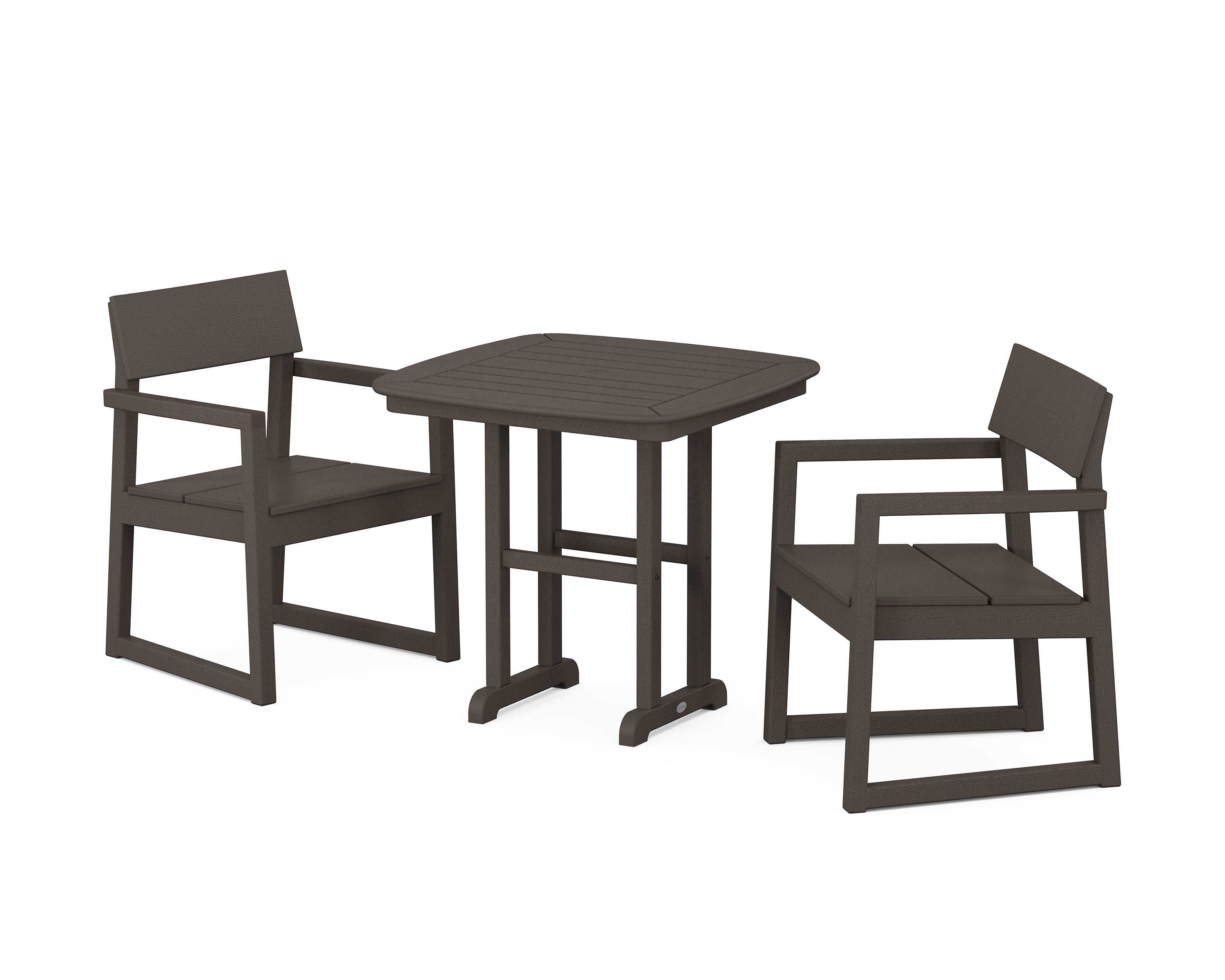 POLYWOOD® EDGE 3-Piece Dining Set in Vintage Coffee