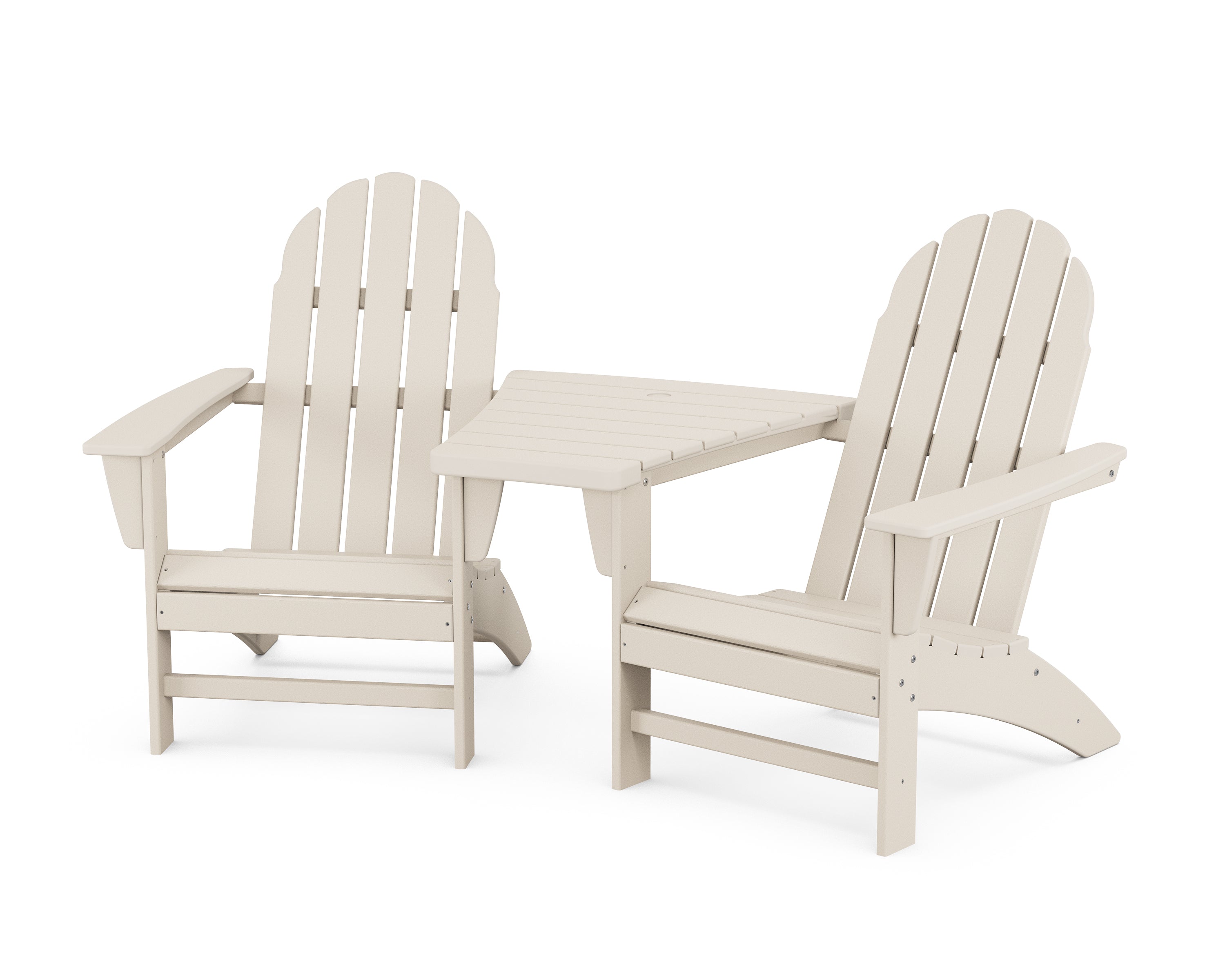 POLYWOOD® Vineyard 3-Piece Adirondack Set with Angled Connecting Table in Sand
