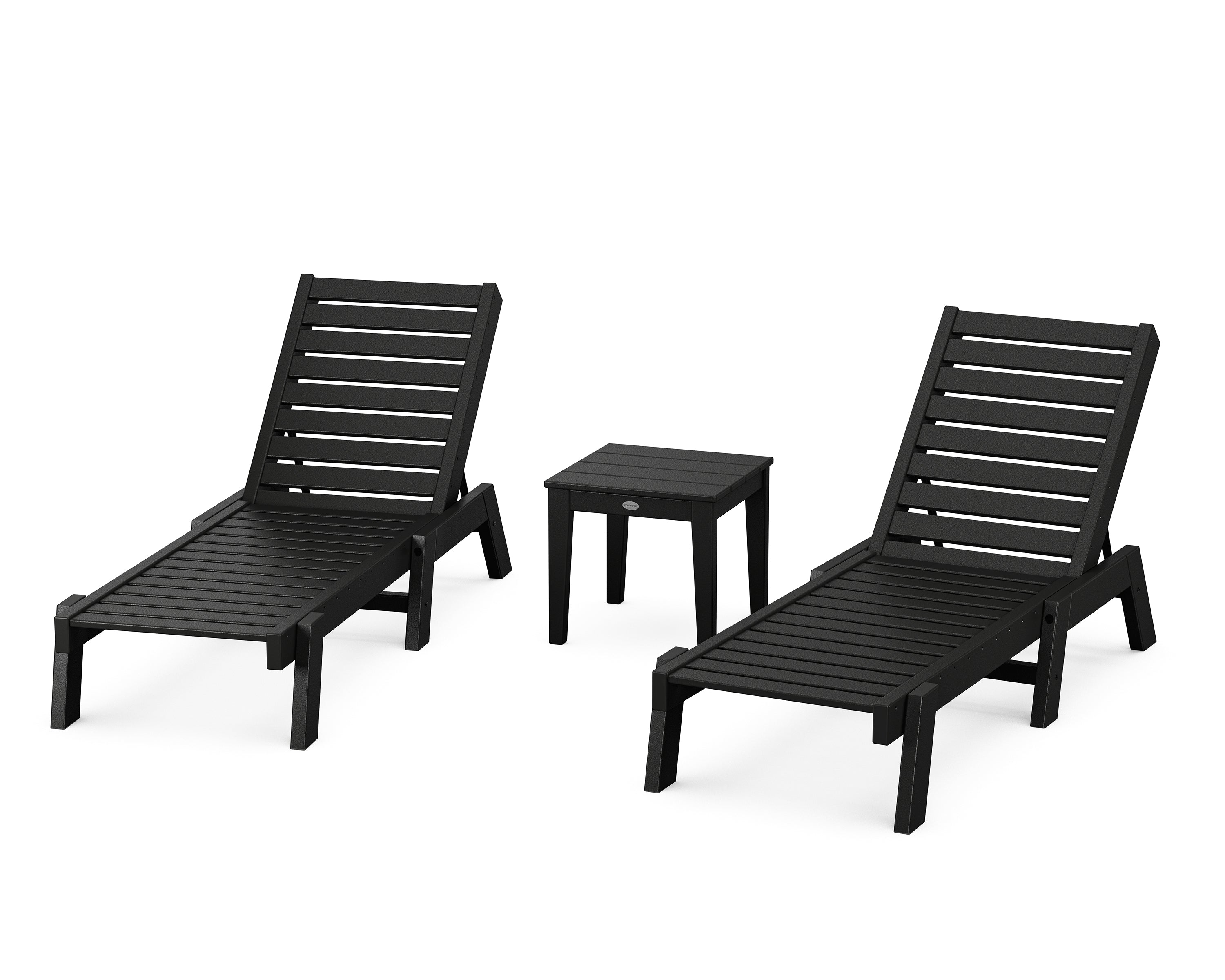 POLYWOOD Captain Chaise 3-Piece Set in Black