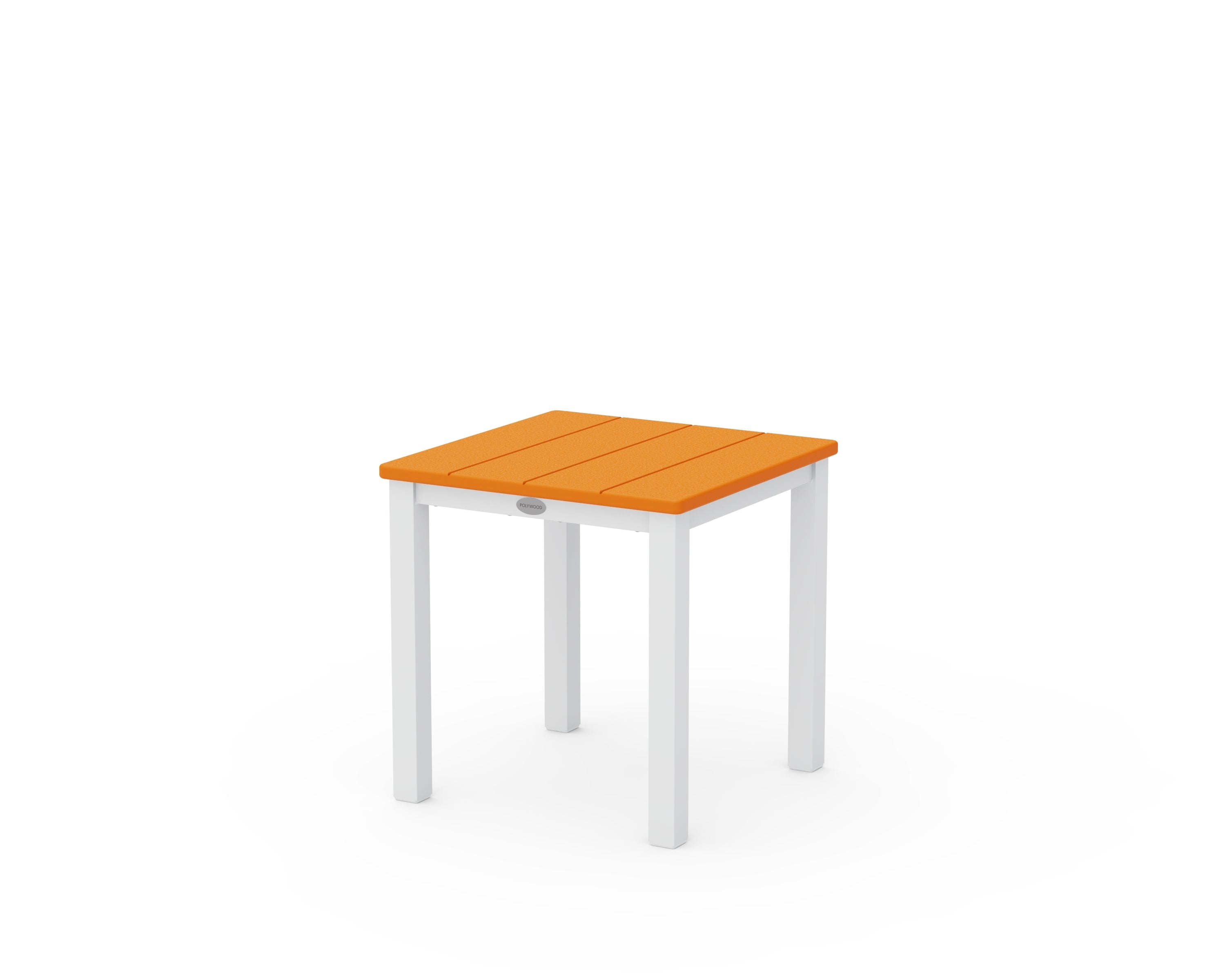 POLYWOOD Main Street 18" Side Table in White / Tangerine