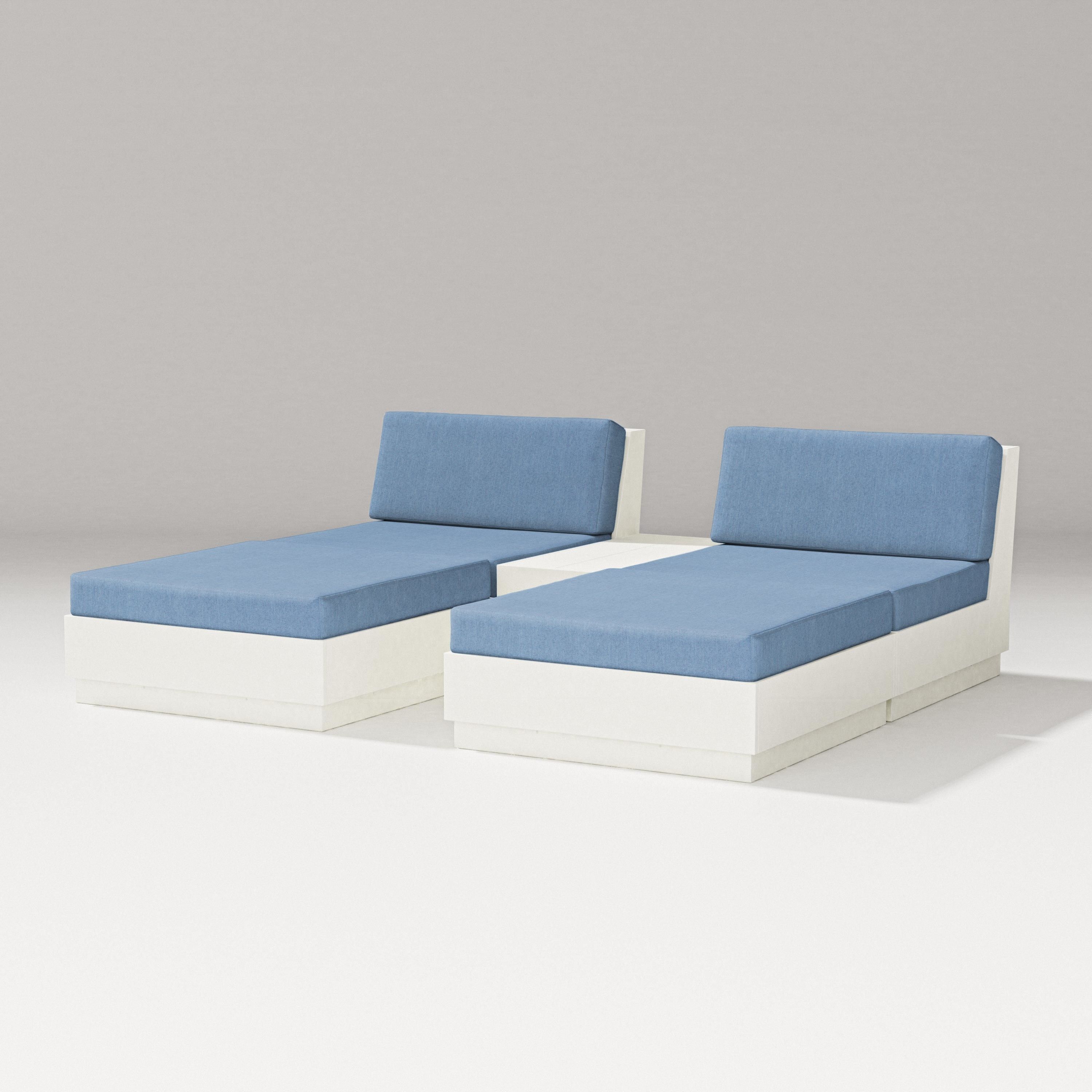PW Designer Series Elevate Double Chaise Set in Vintage White / Sky Blue