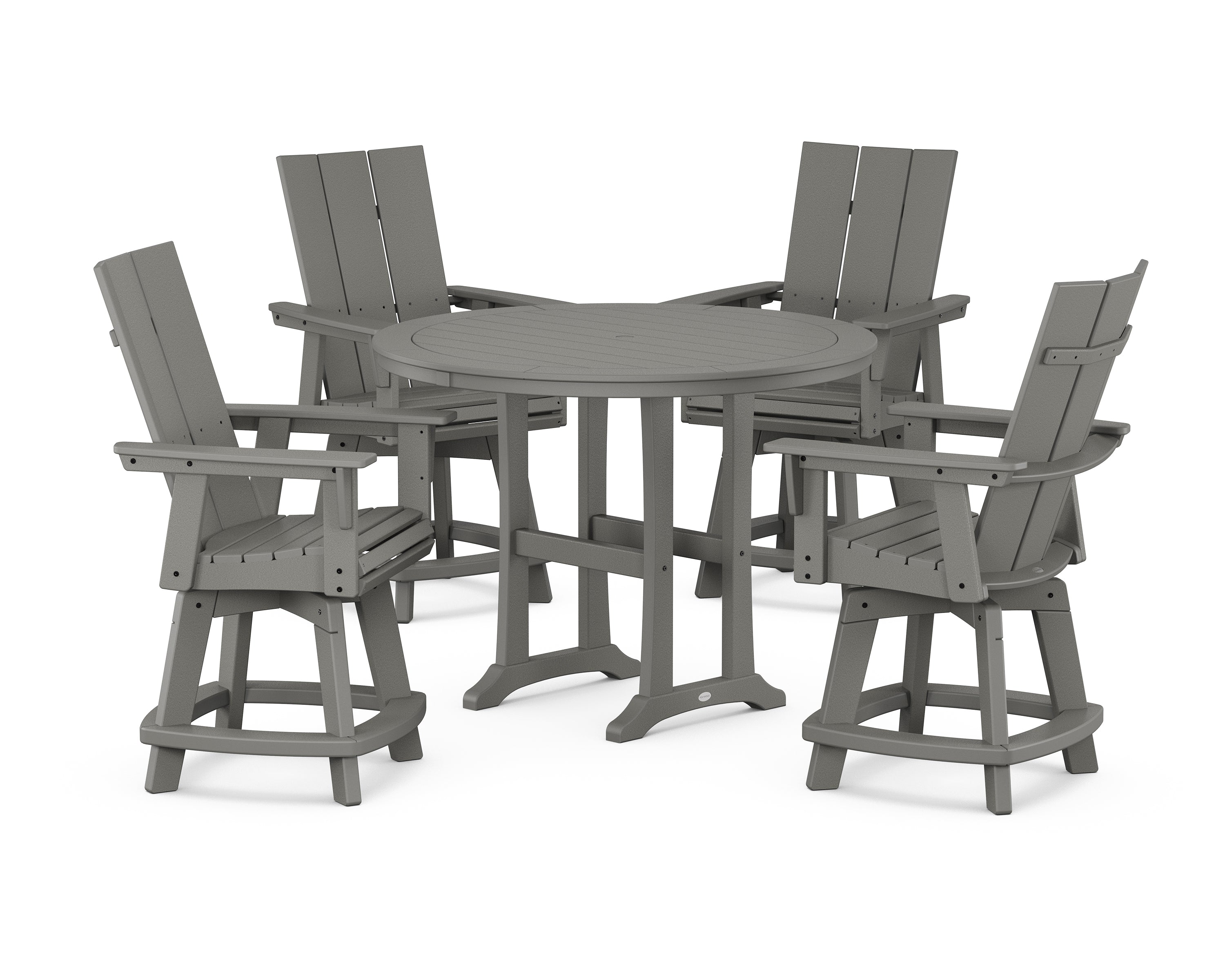 POLYWOOD® 5-Piece Modern Swivel Counter Set in Slate Grey