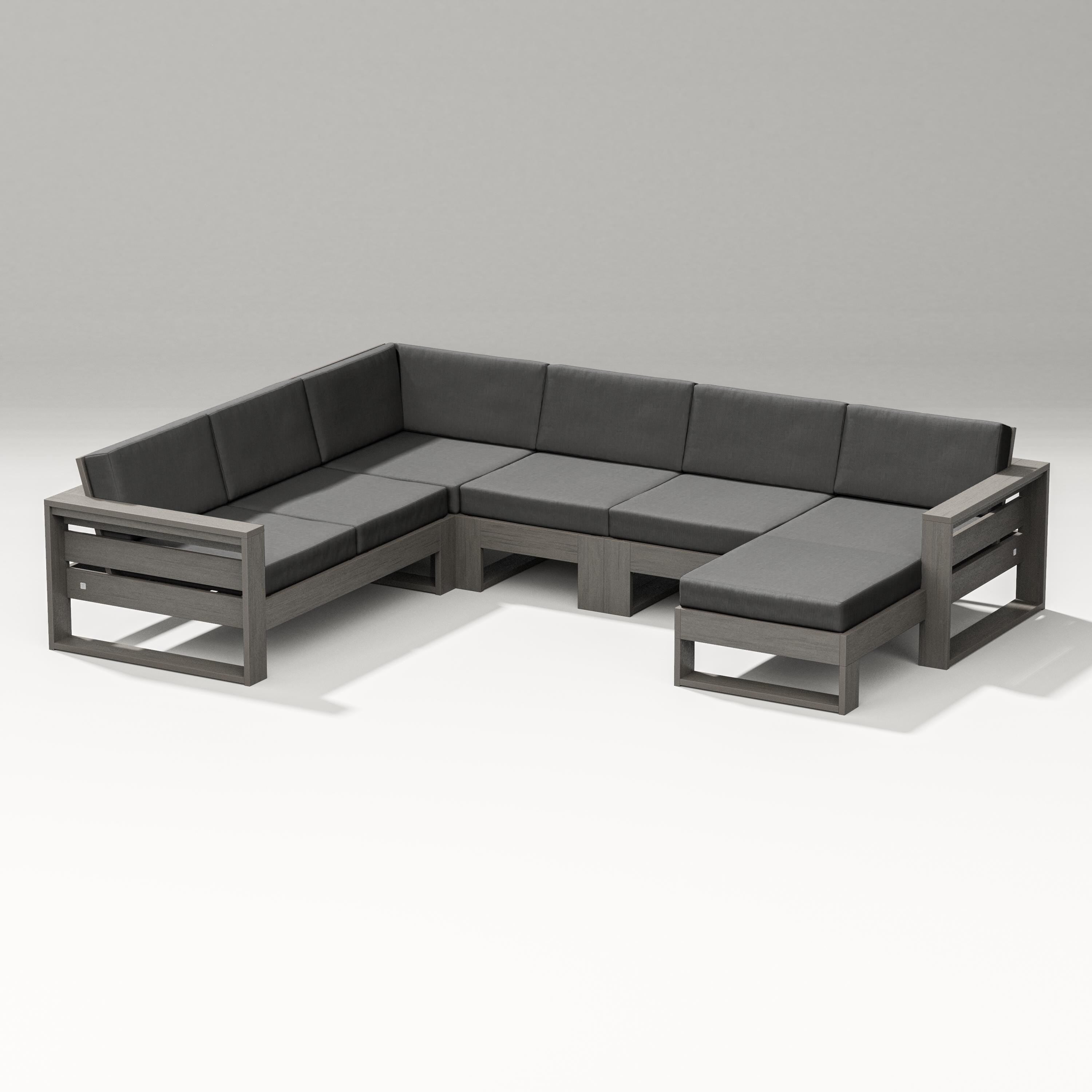 PW Designer Series Latitude Corner Sectional with Right Chaise in Driftwood / Spectrum Carbon
