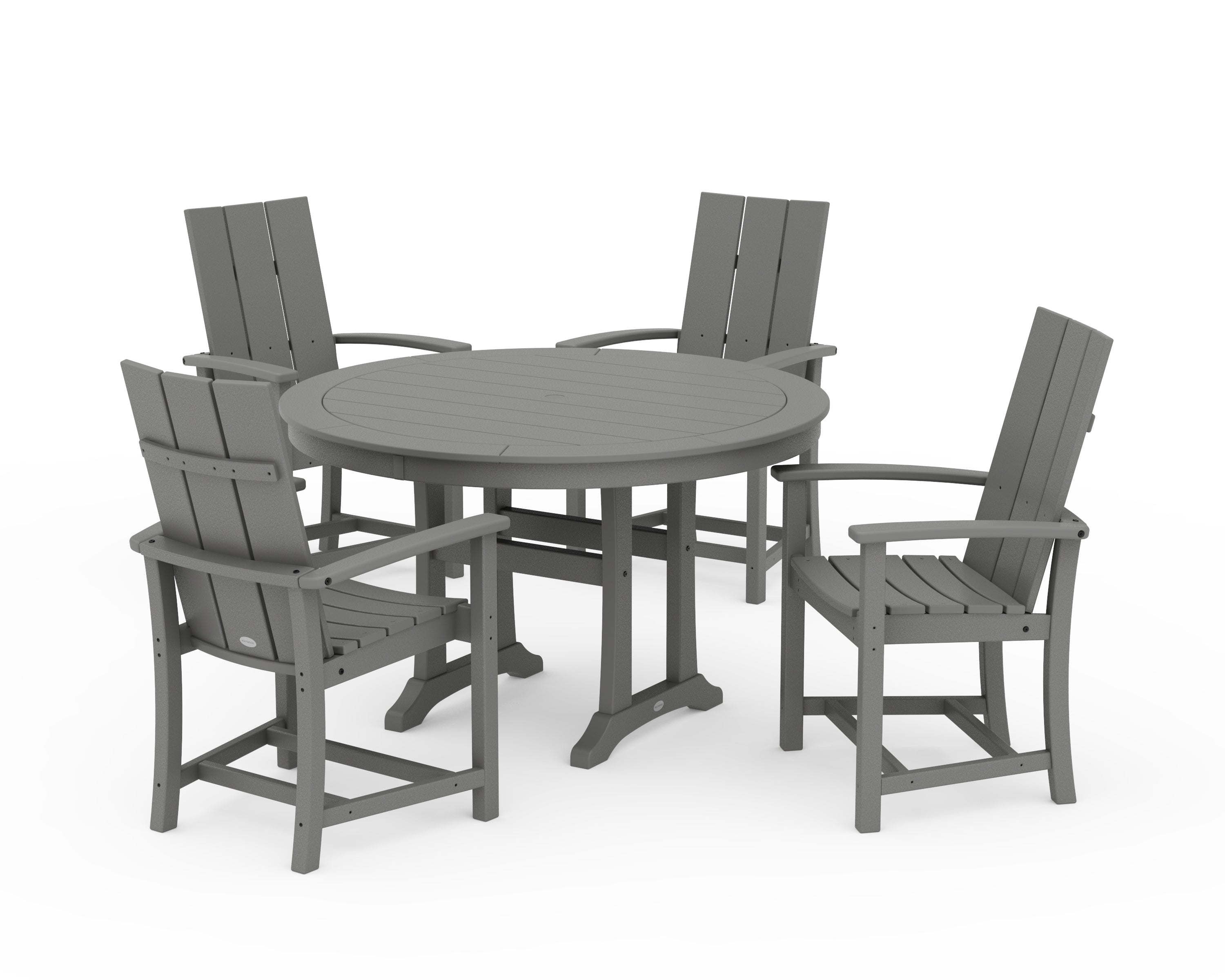 POLYWOOD Modern Adirondack 5-Piece Round Dining Set with Trestle Legs in Slate Grey