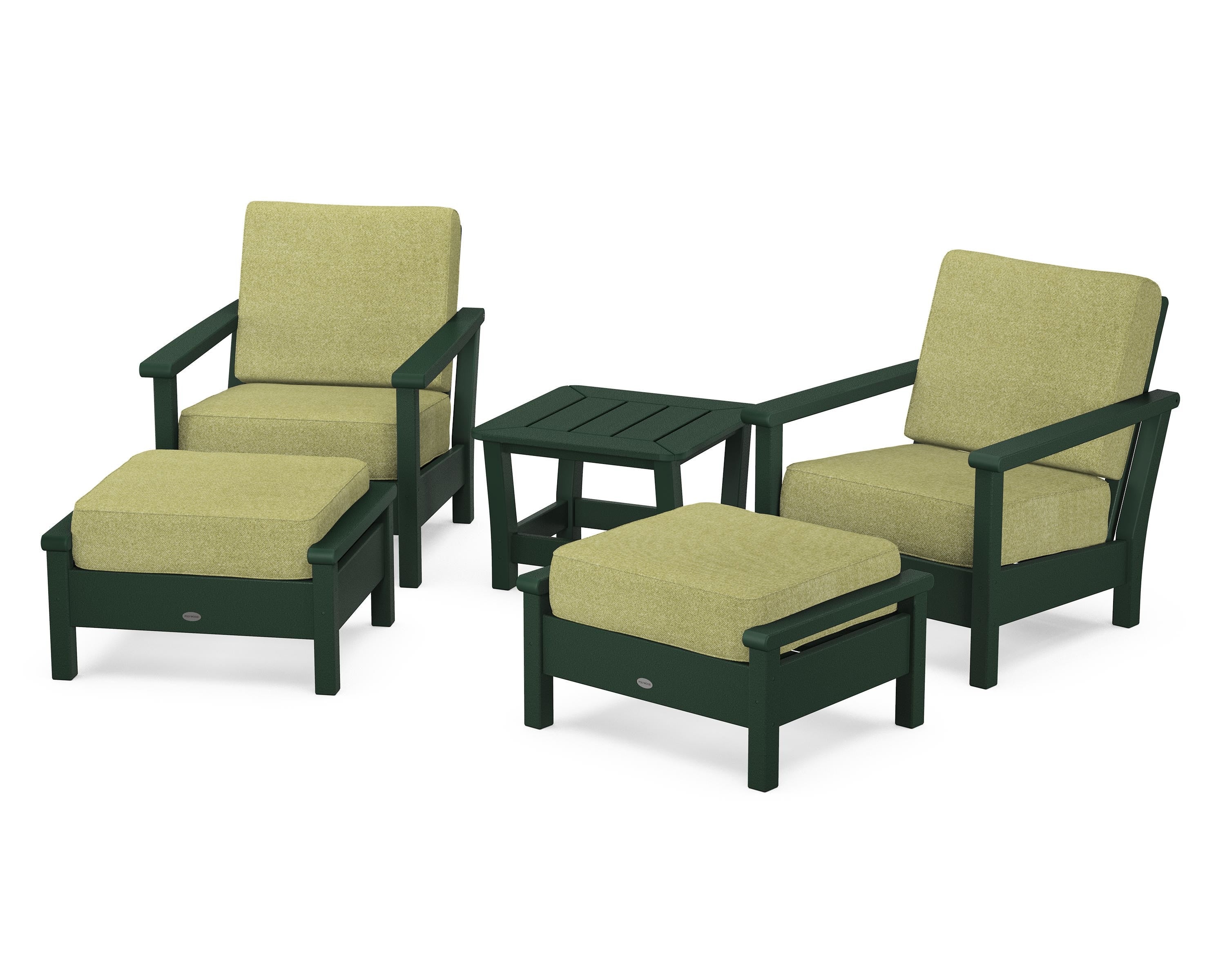 POLYWOOD Harbour 5-Piece Deep Seating Chair Set in Green / Chartreuse Boucle