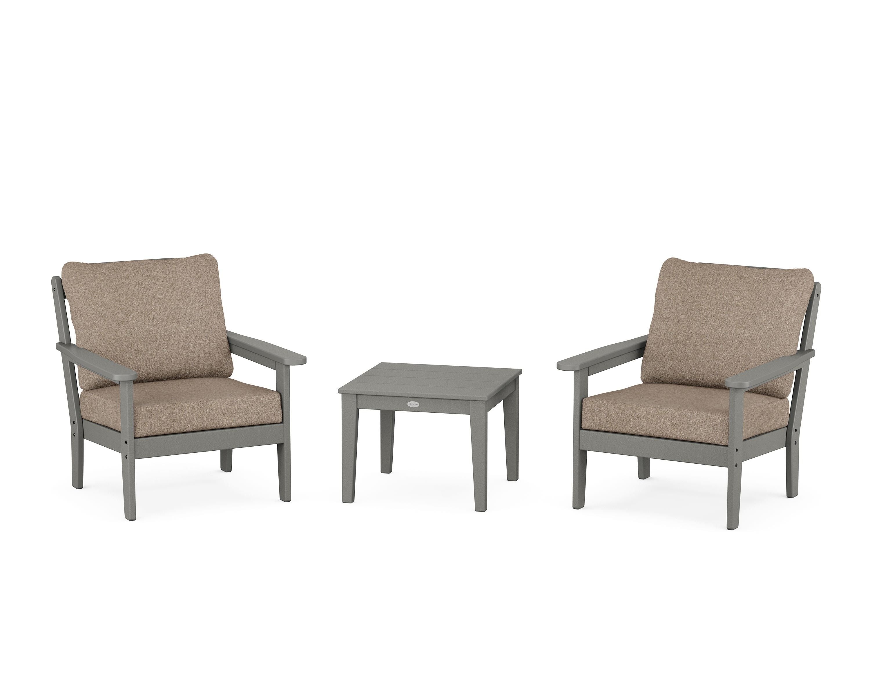 Country Living Cottage 3-Piece Deep Seating Set in Slate Grey / Spiced Burlap