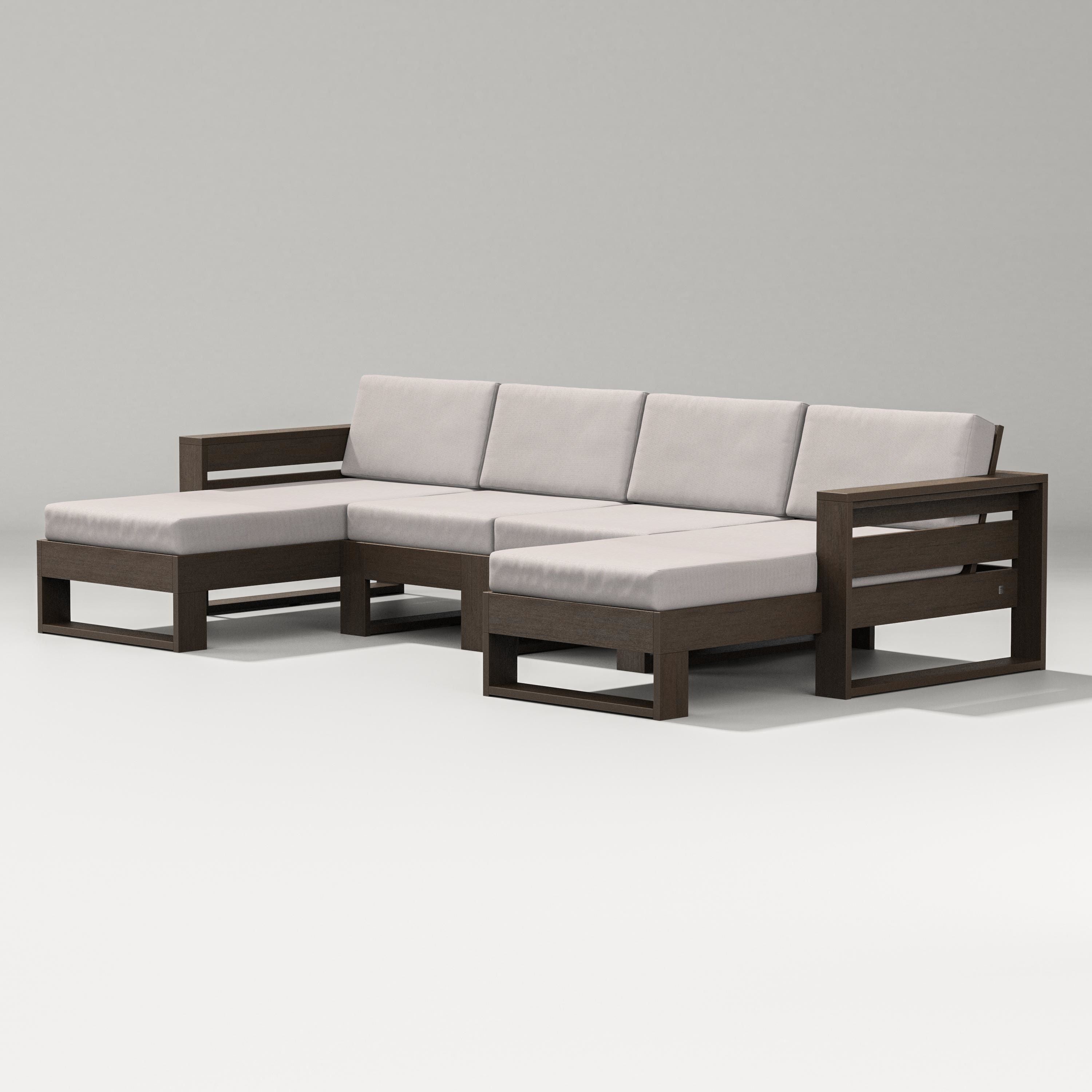 PW Designer Series Latitude Double Chaise Sectional in Kona / Dune Burlap